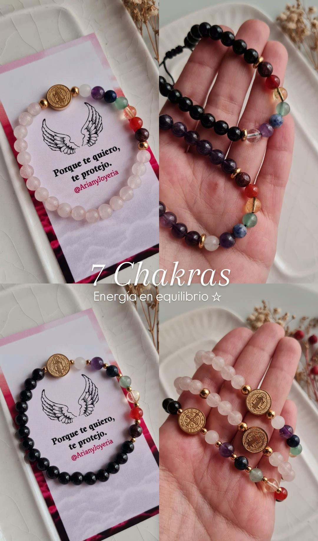 Pulsera 7 Chakras Piedras Naturales - Acero