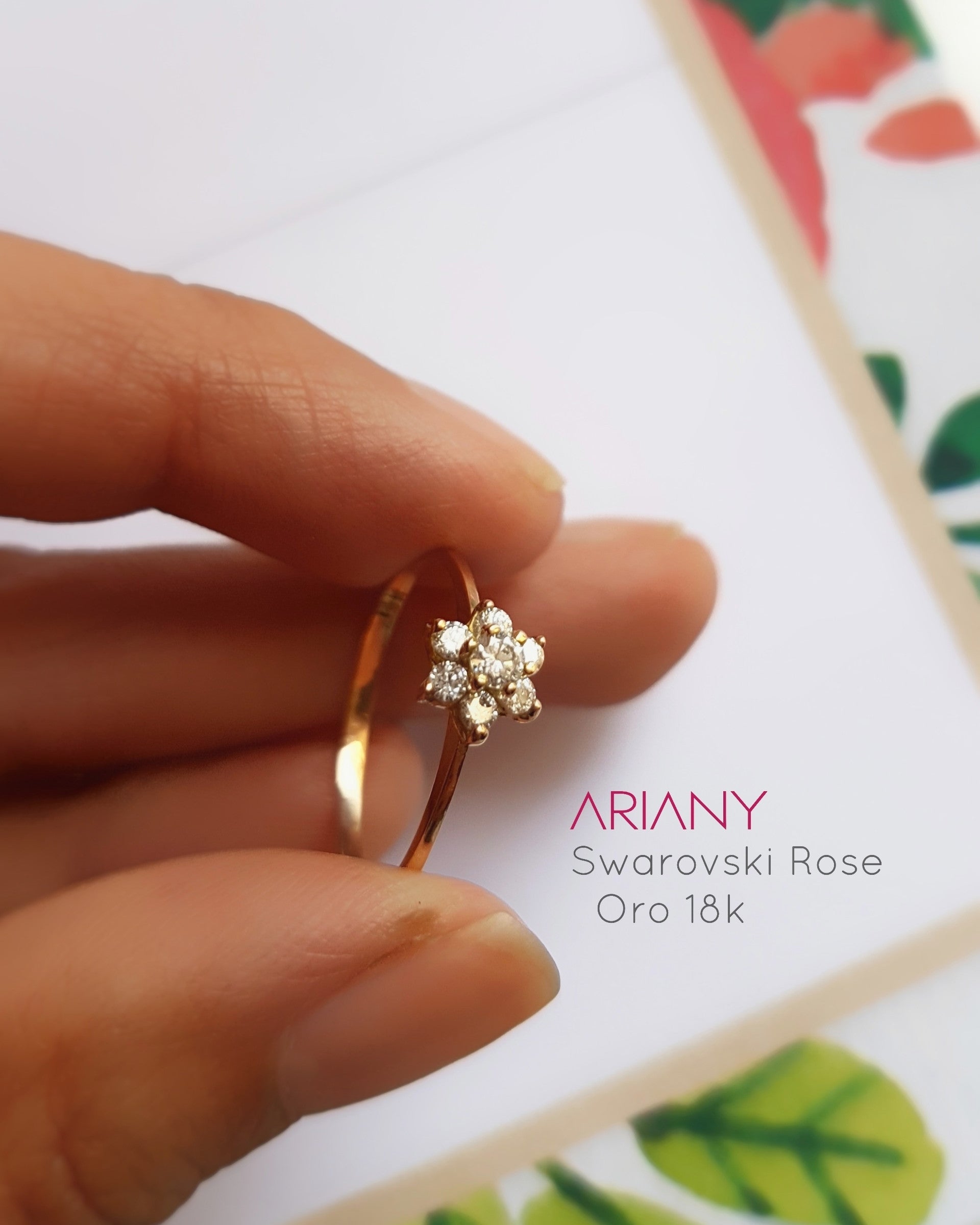 Anillo Roseta Swarovski - Oro 18k