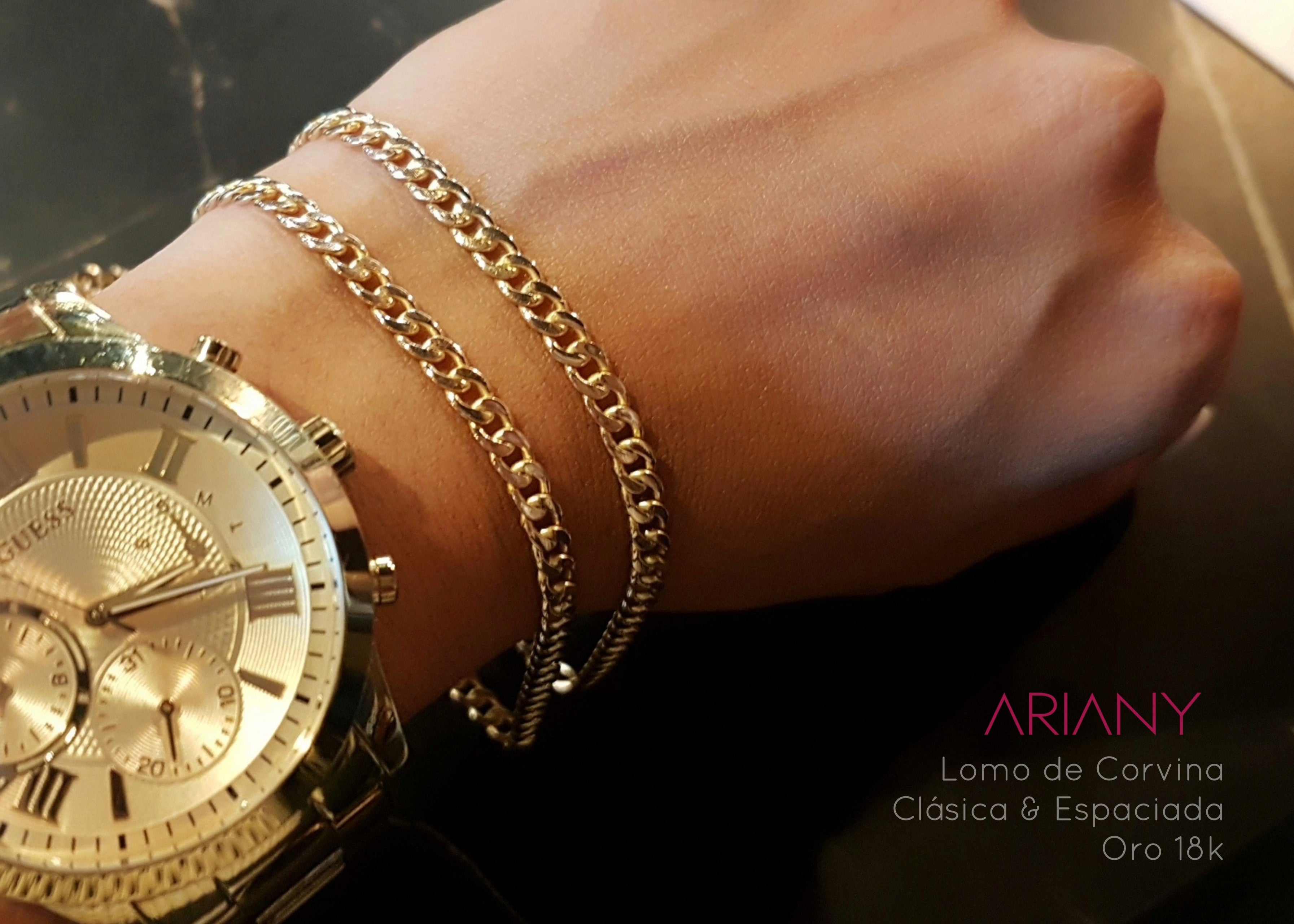 Cadena Lomo de Corvina (4mm) Espaciada - Oro 18k