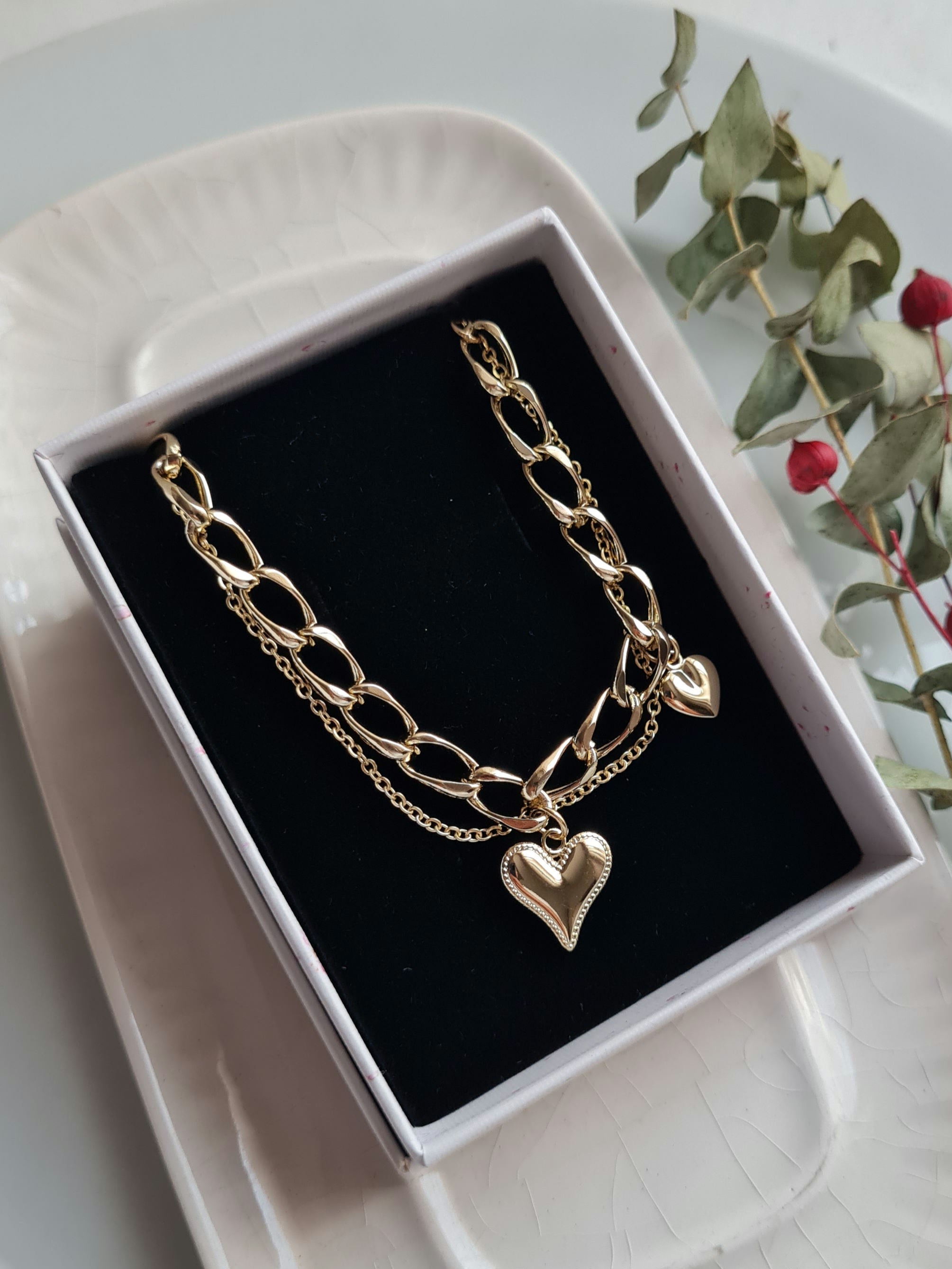 Pulsera Doble Corazon - Golden