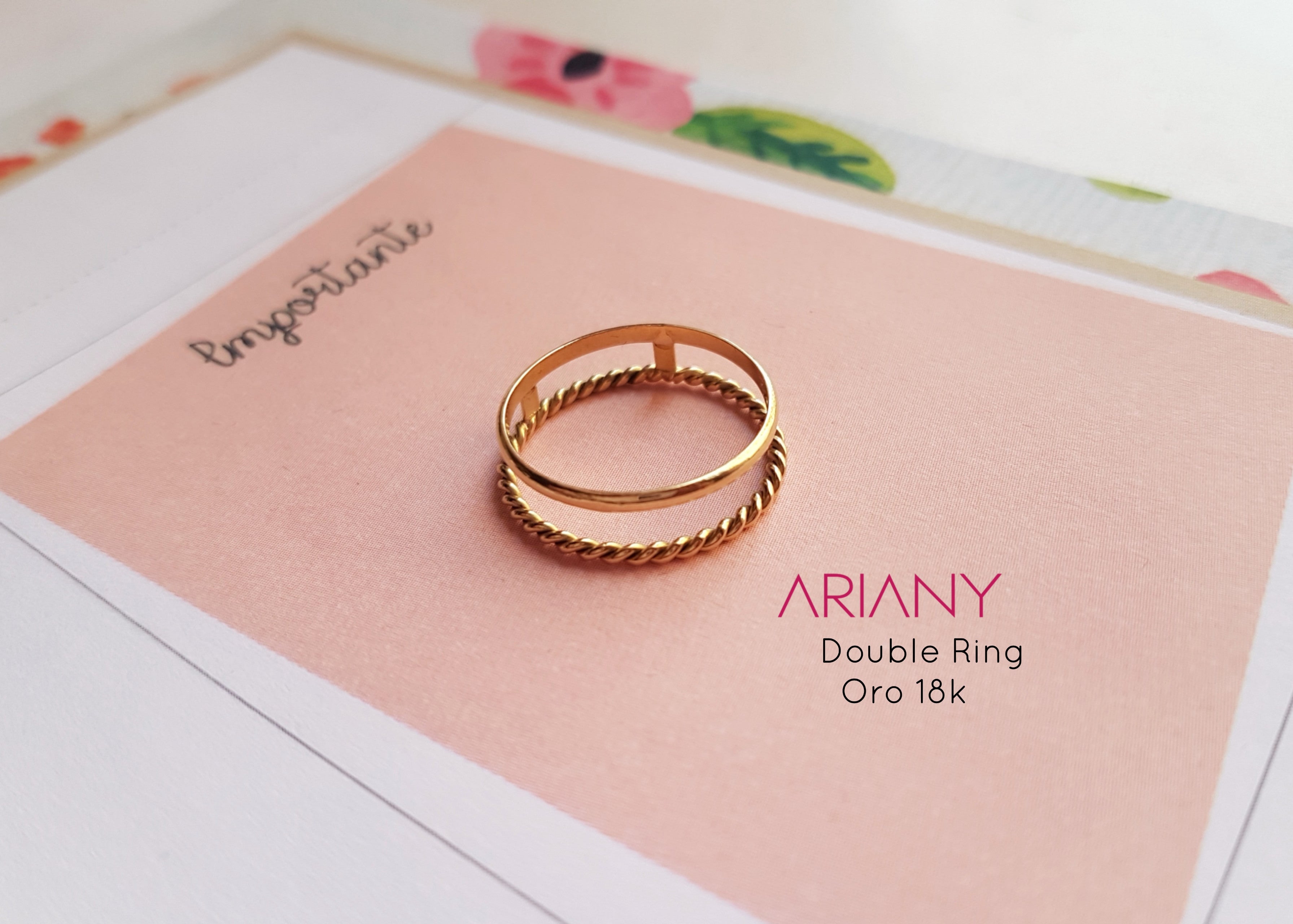 Anillo Doble (Liso & Entorchado) - Oro 18k