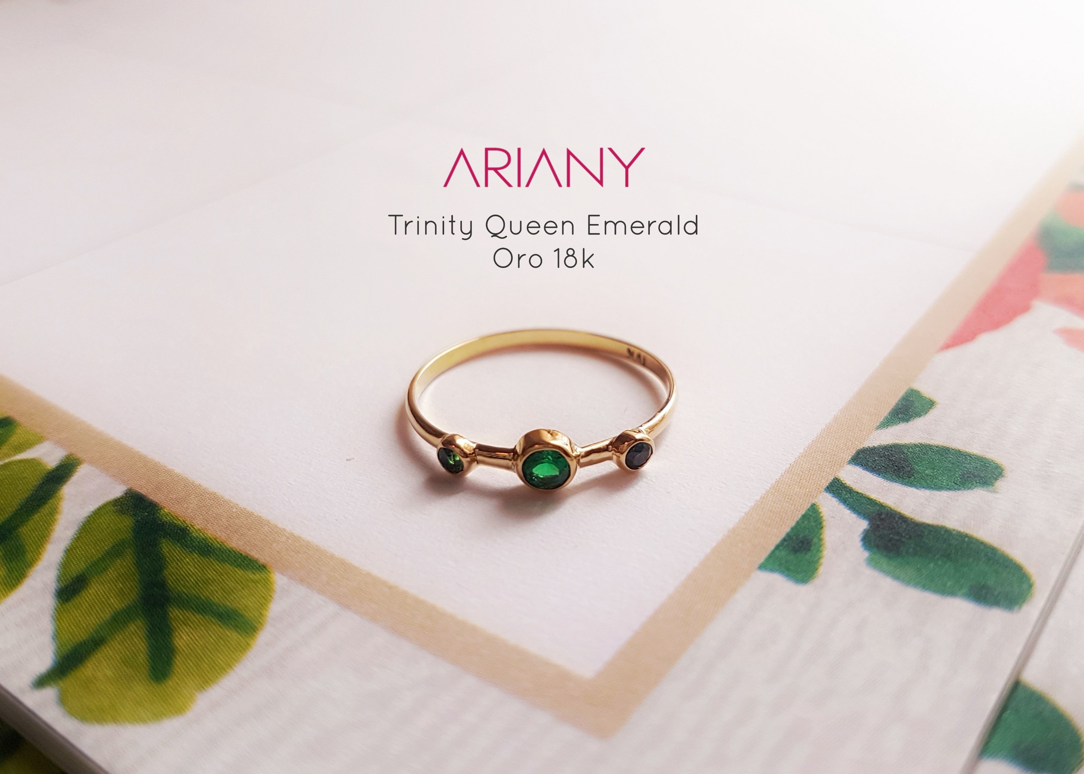 Anillo Esmeralda Trinity Queen - Oro 18k