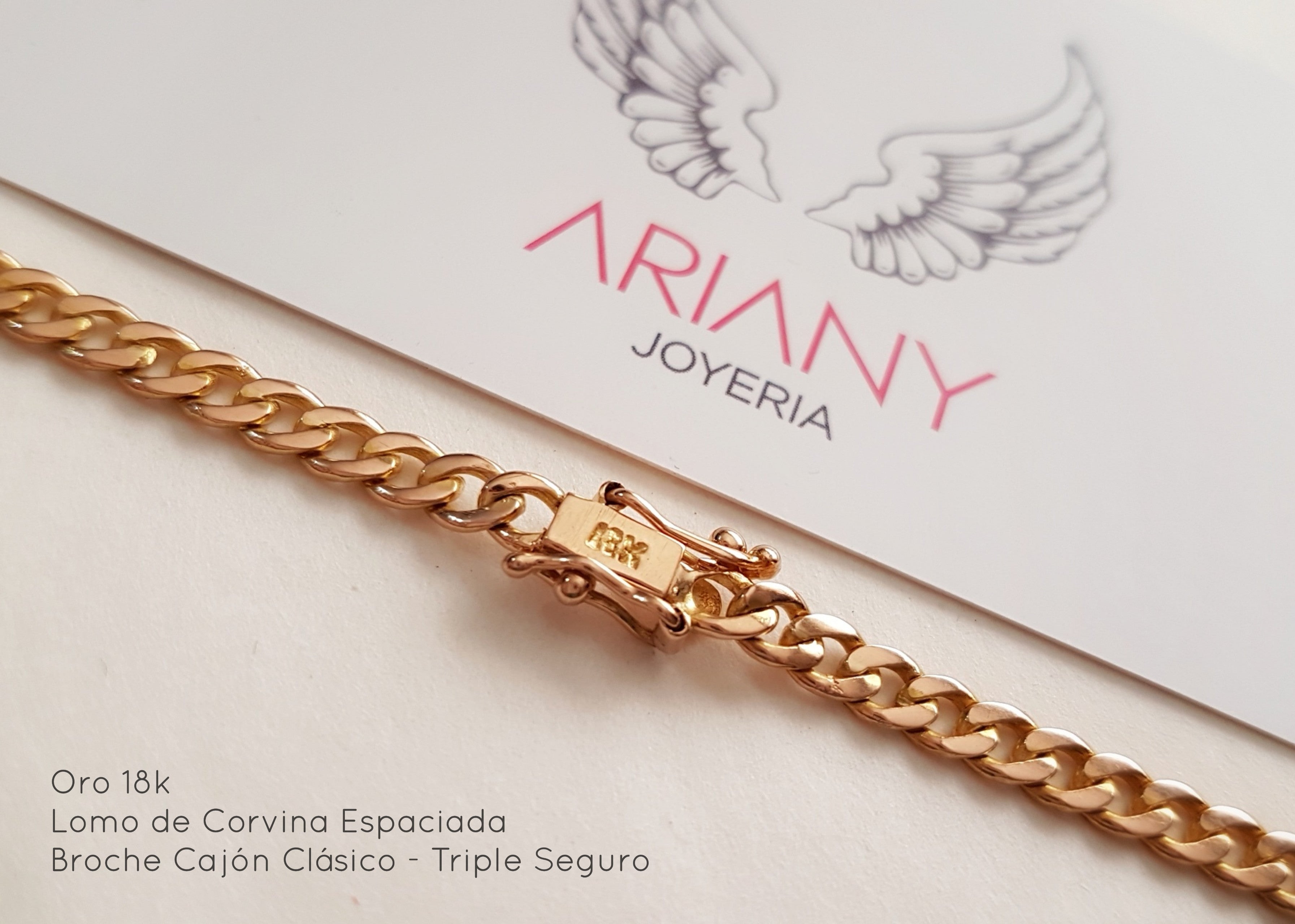 Cadena Lomo de Corvina (4mm) Espaciada - Oro 18k