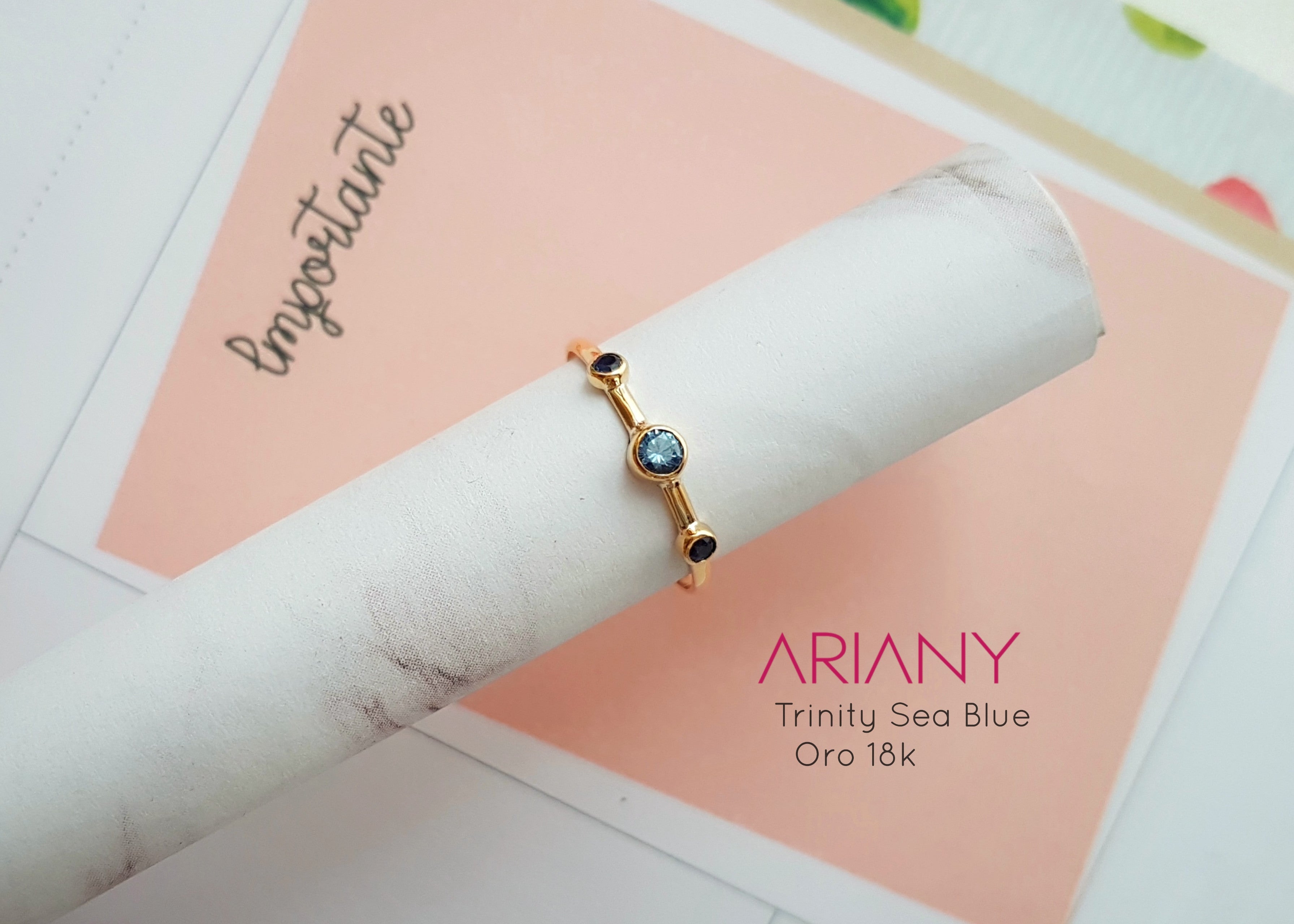 Anillo Tanzanita & Zafiro Trinity Sea Blue - Oro 18k