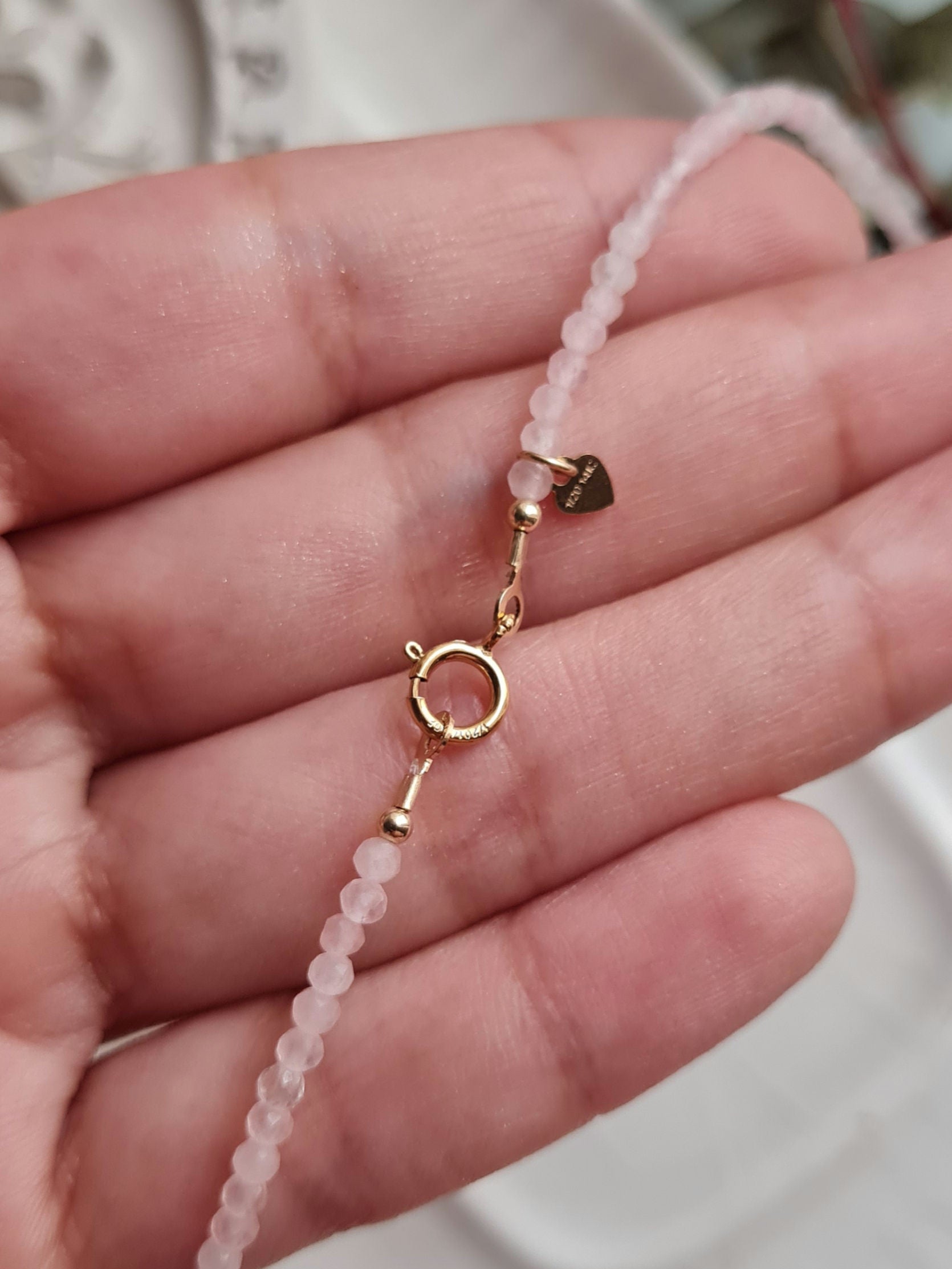 Gargantilla Energy Cuarzo Rosa: Amor - GF 14k