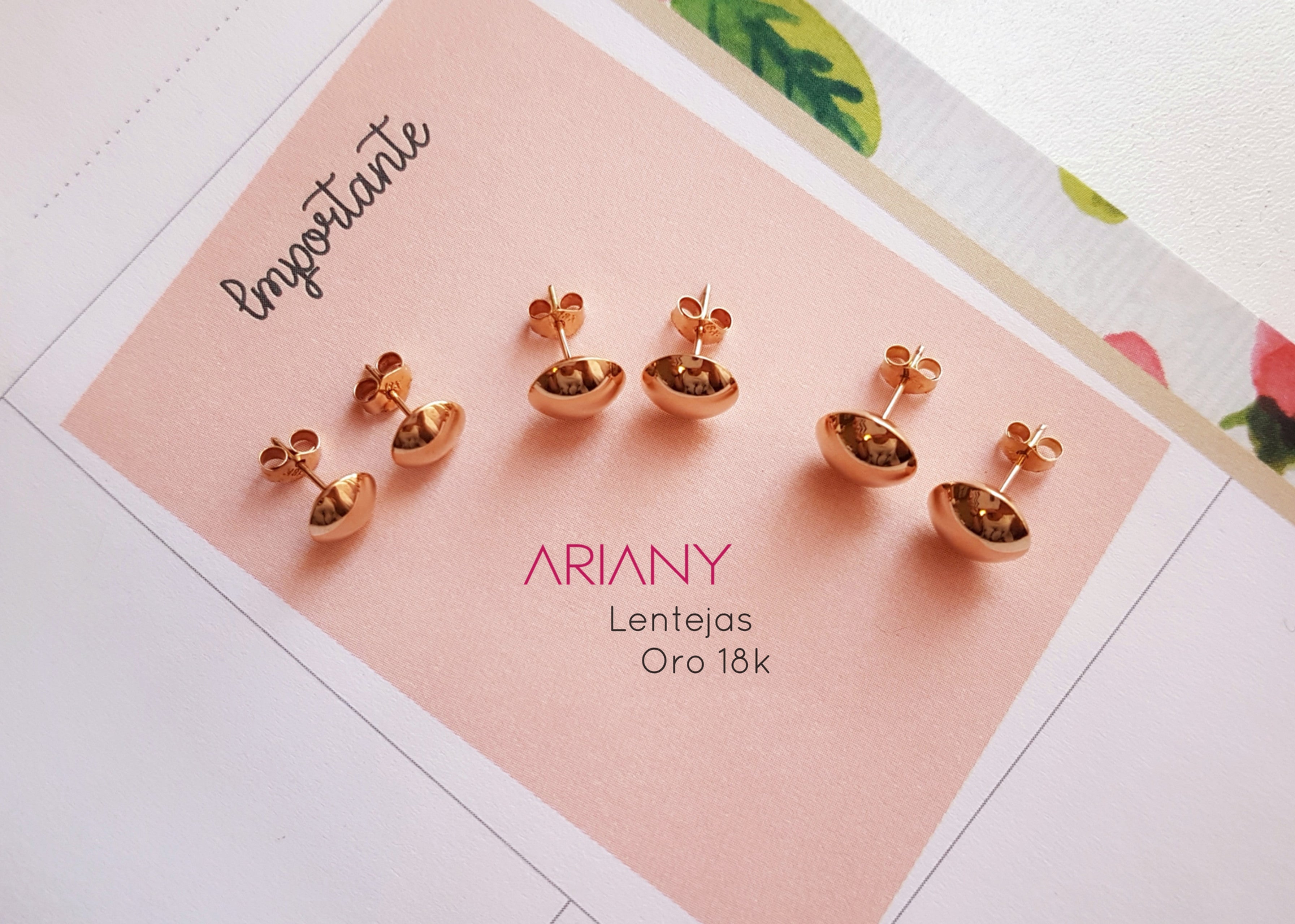 Aretes Lentejas - Oro 18k