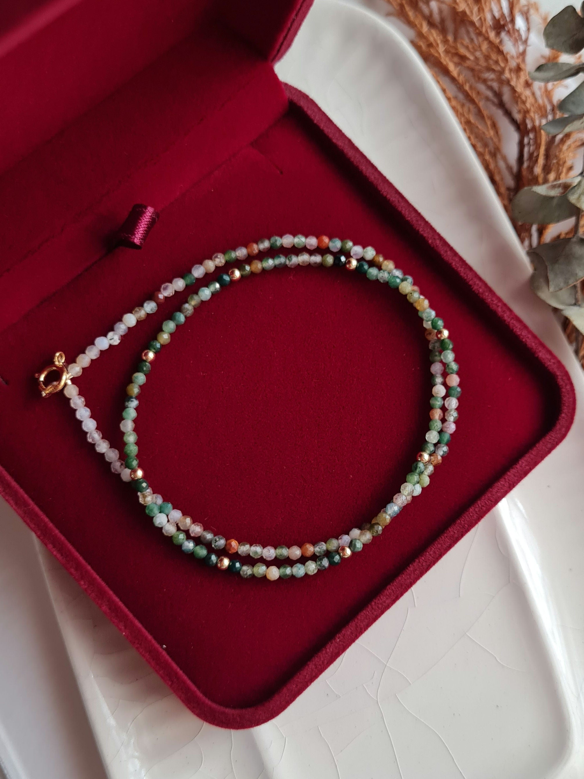 Gargantilla Energy Agata Verde: Sanación - Oro 18k