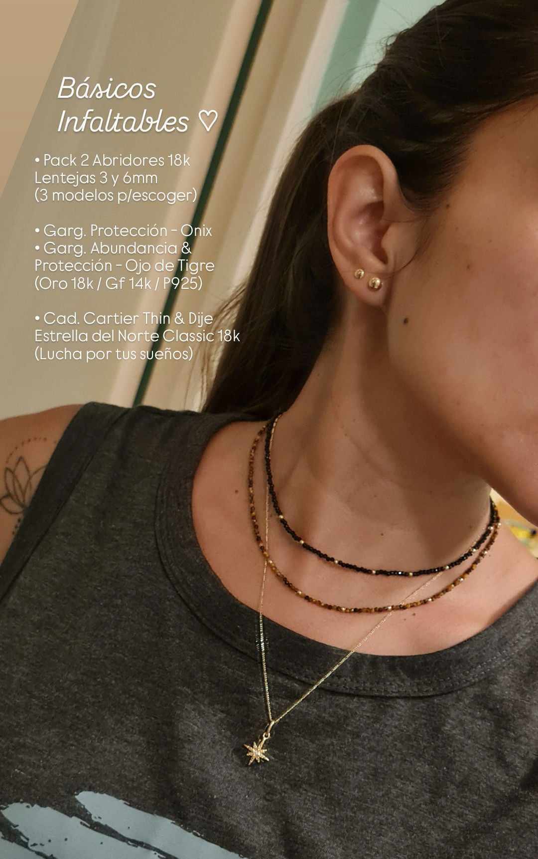Gargantilla Energy Onix: Protección - Oro 18k