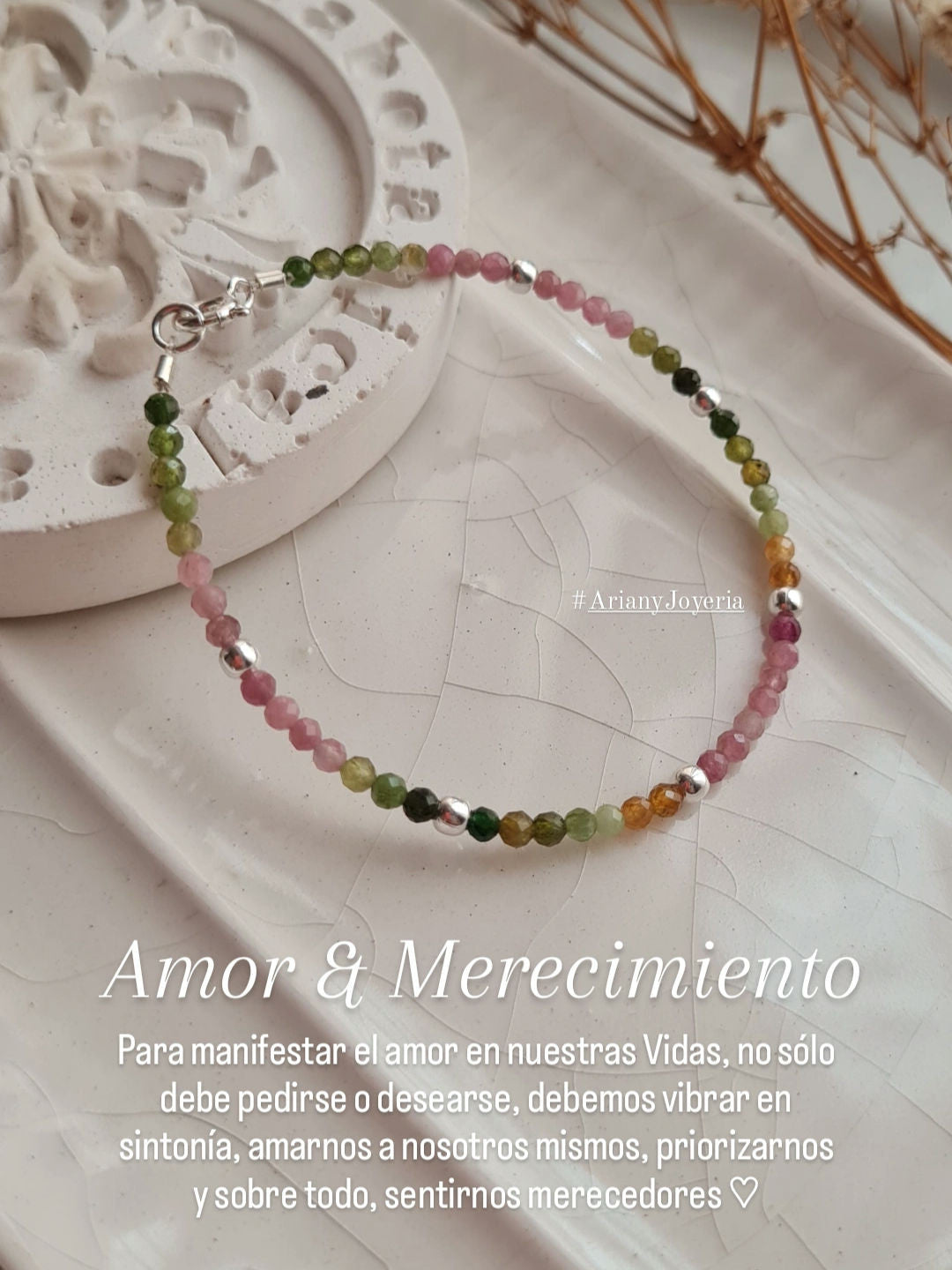 Pulsera Turmalinas "Amor & Merecimiento"  - Plata 925/950