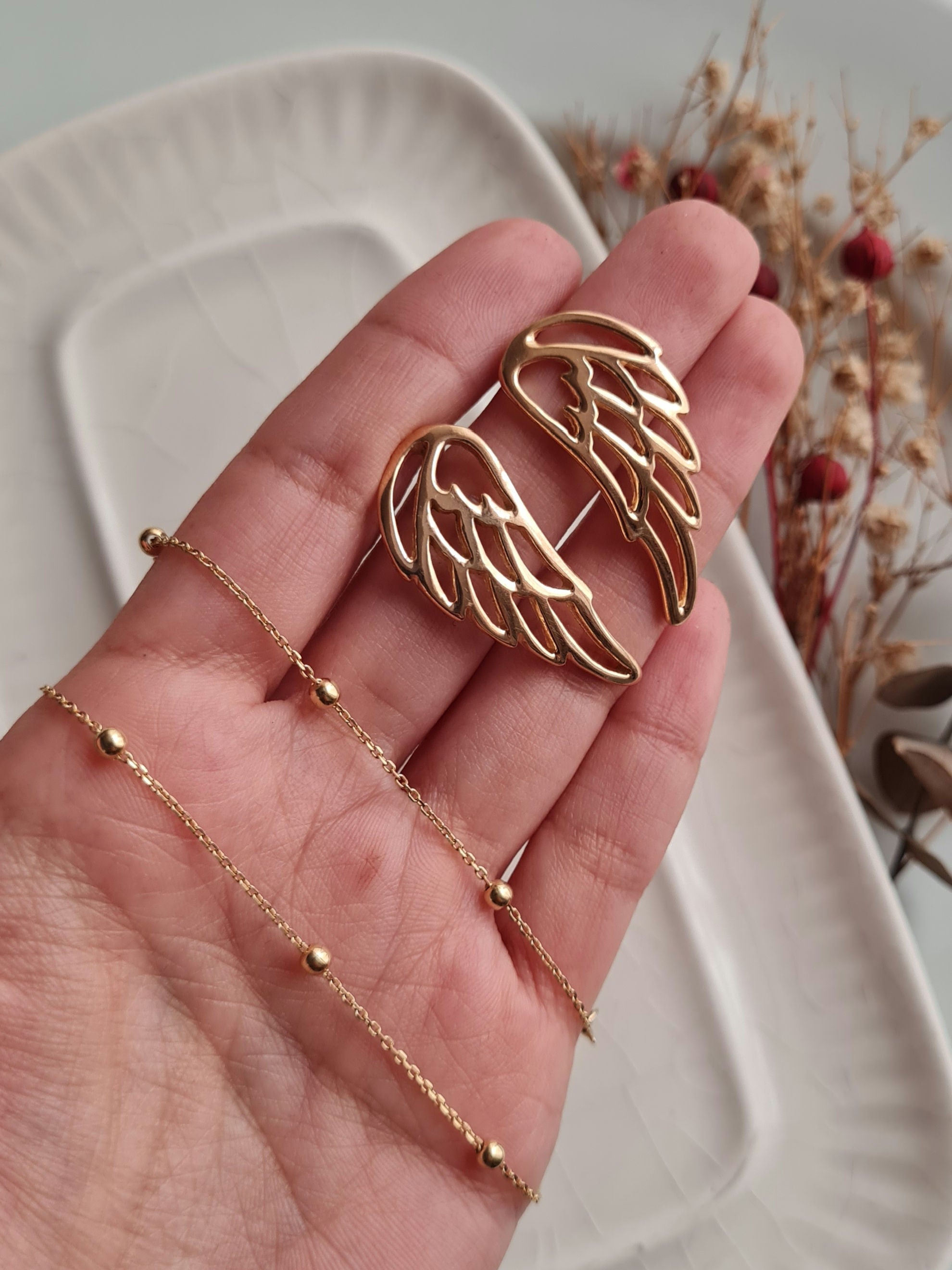 Aretes Alas - P950 Gold