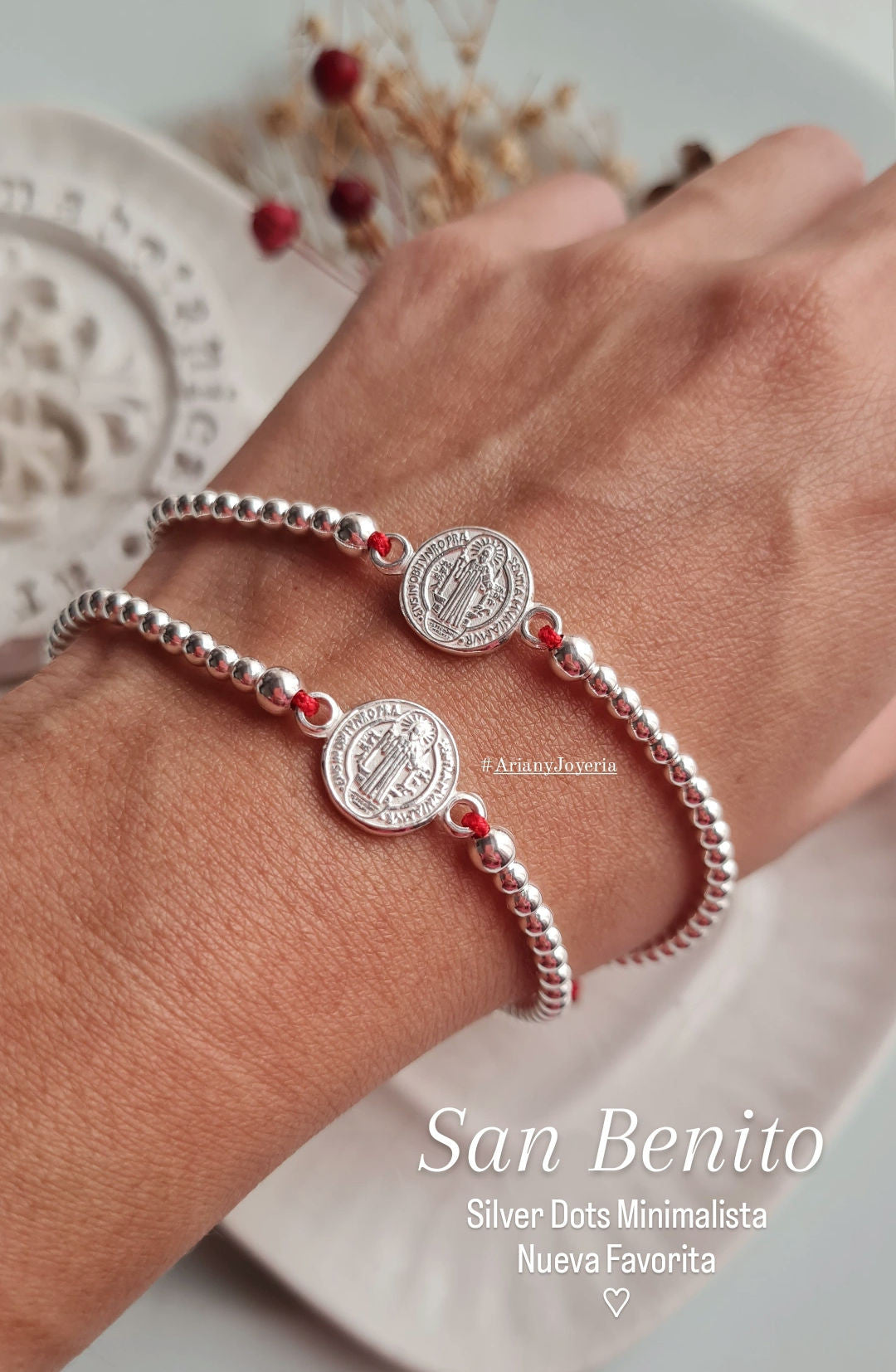 Pulsera Silver Dots San Benito  Minimalista - P925/950