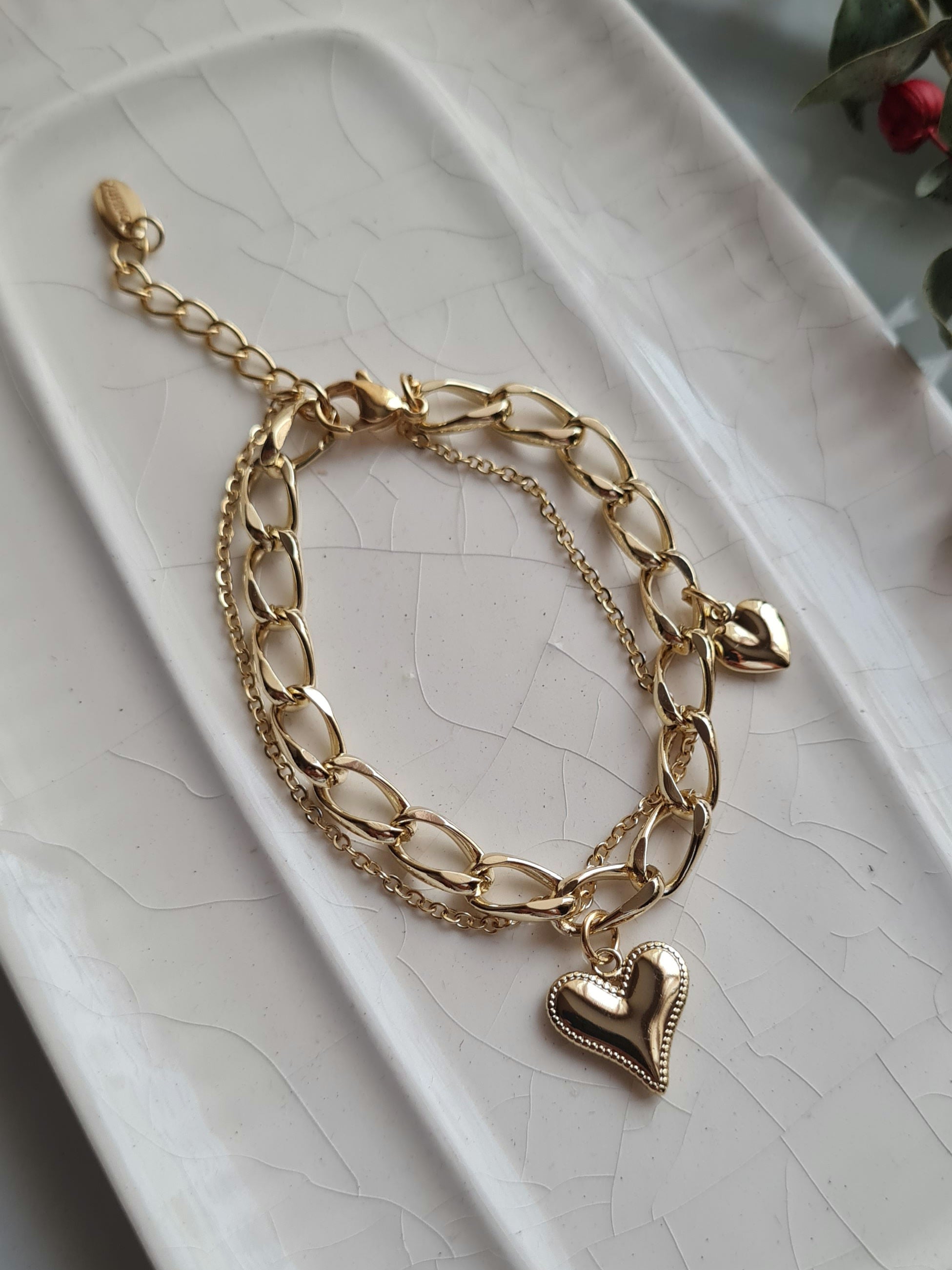 Pulsera Doble Corazon - Golden