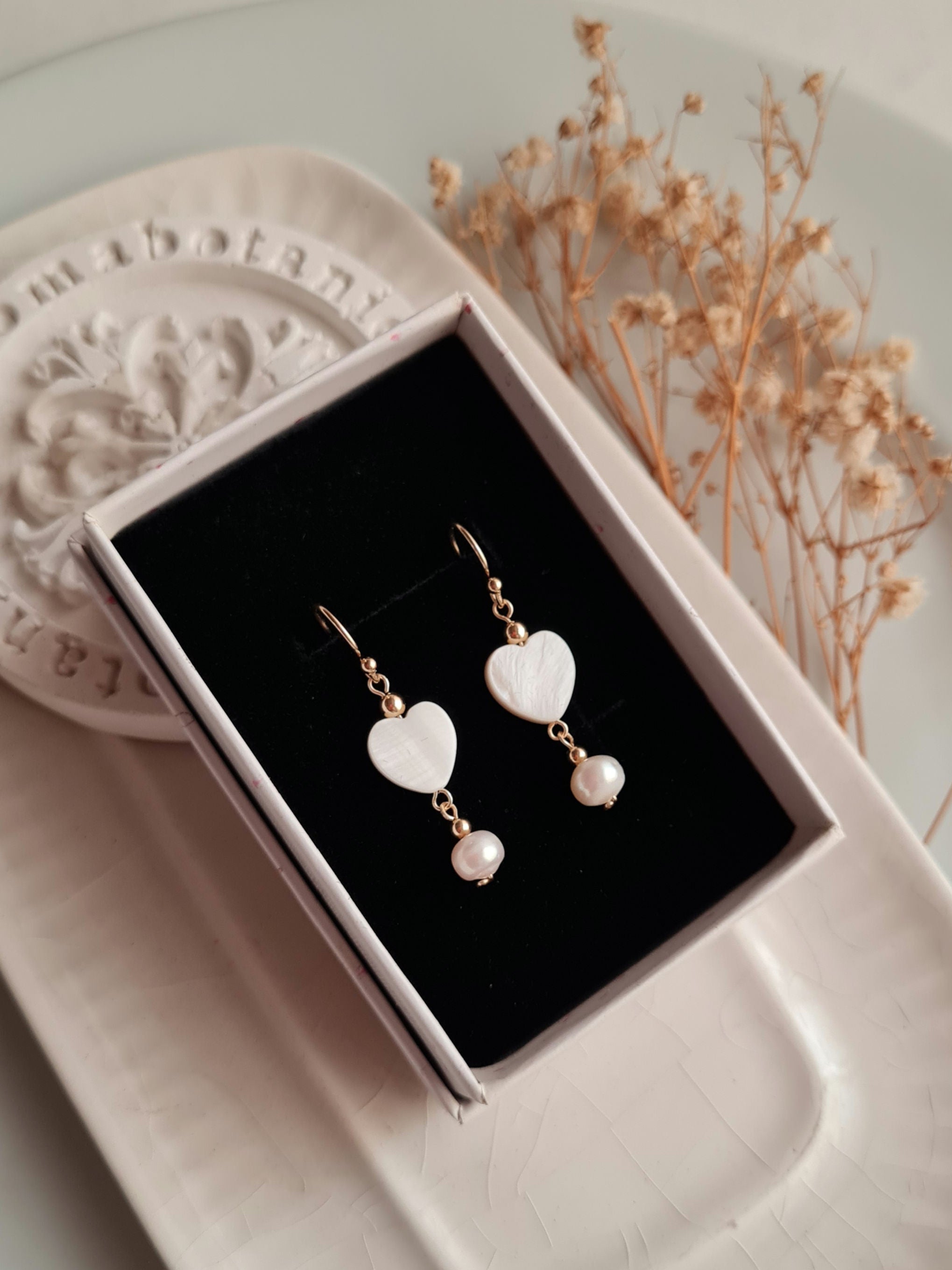 Aretes Perlas & Corazón - GF 14k