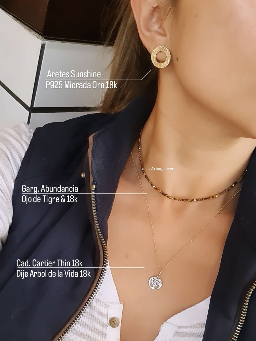 Gargantilla Energy Ojo de Tigre: Abundancia - Oro 18k