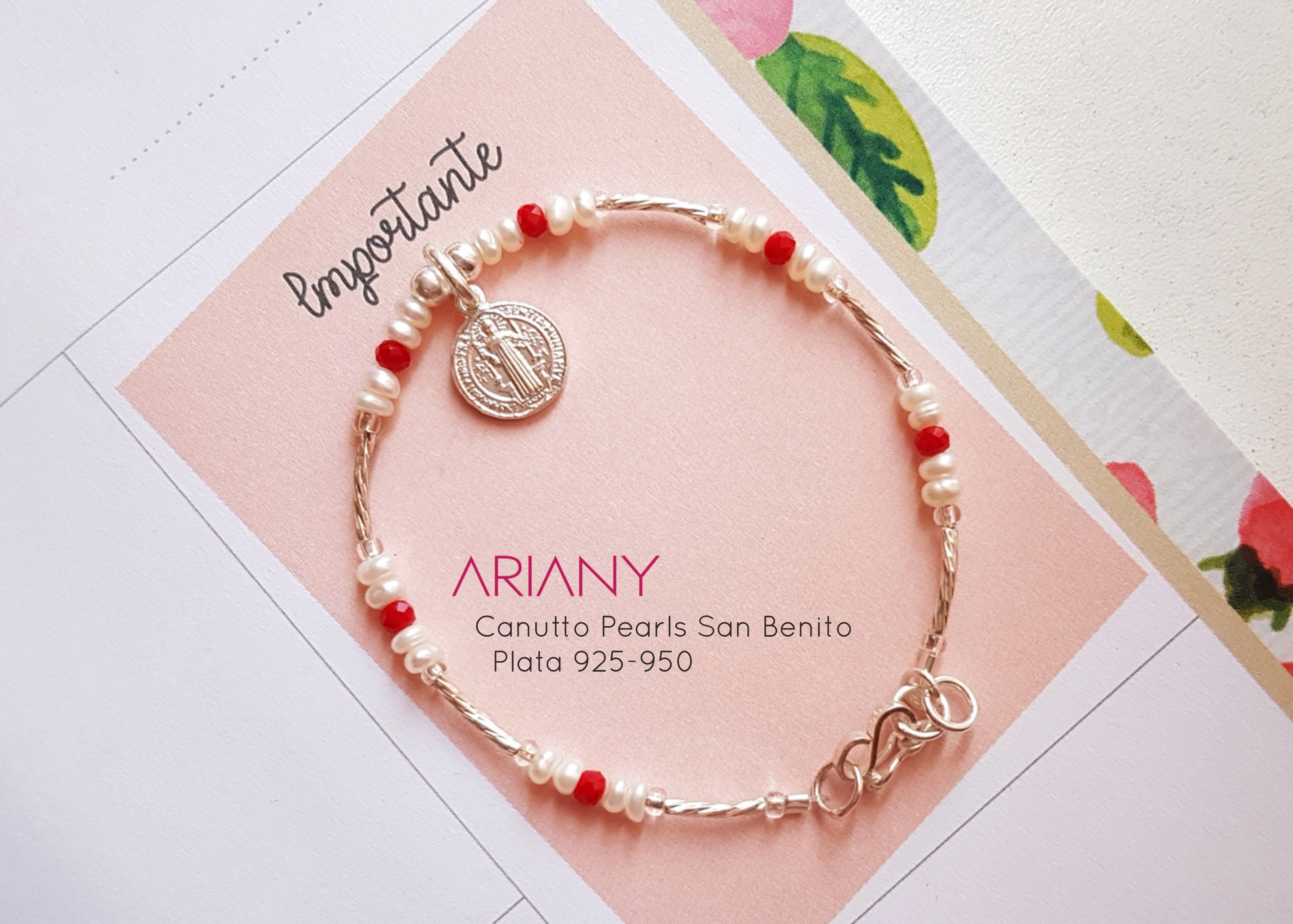 Pulsera San Benito Canutto & Perlas - P925/950