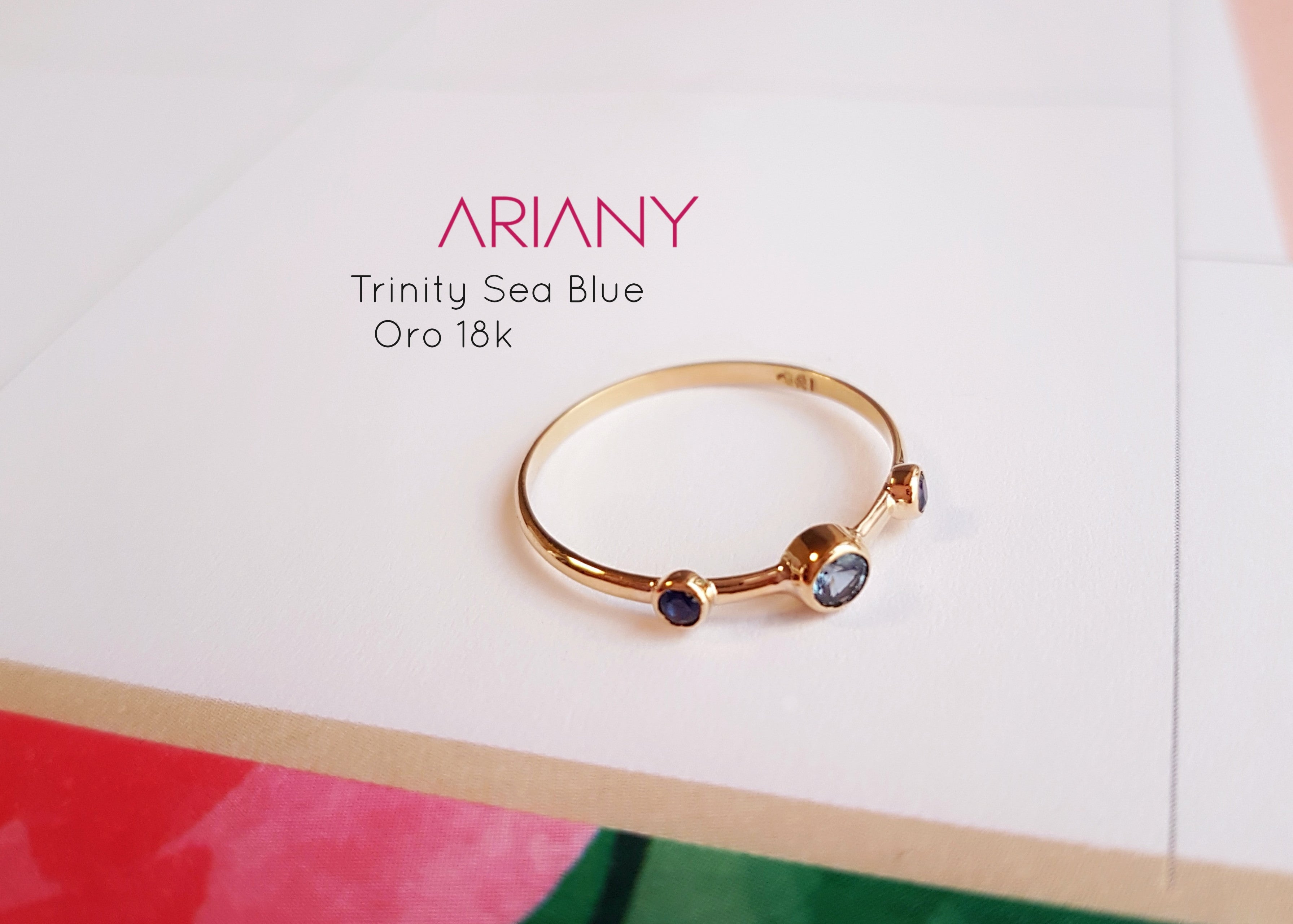 Anillo Tanzanita & Zafiro Trinity Sea Blue - Oro 18k