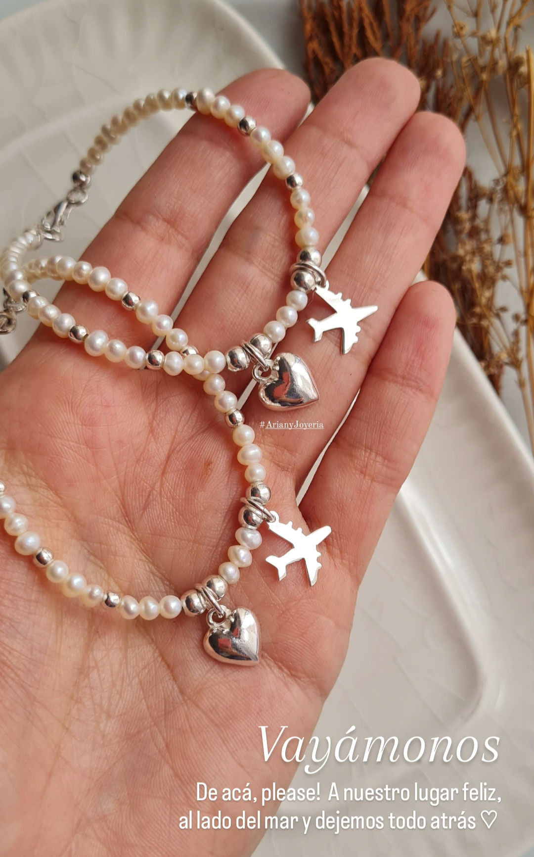 Pulsera Perlas Viajera Love Travel - P925/950