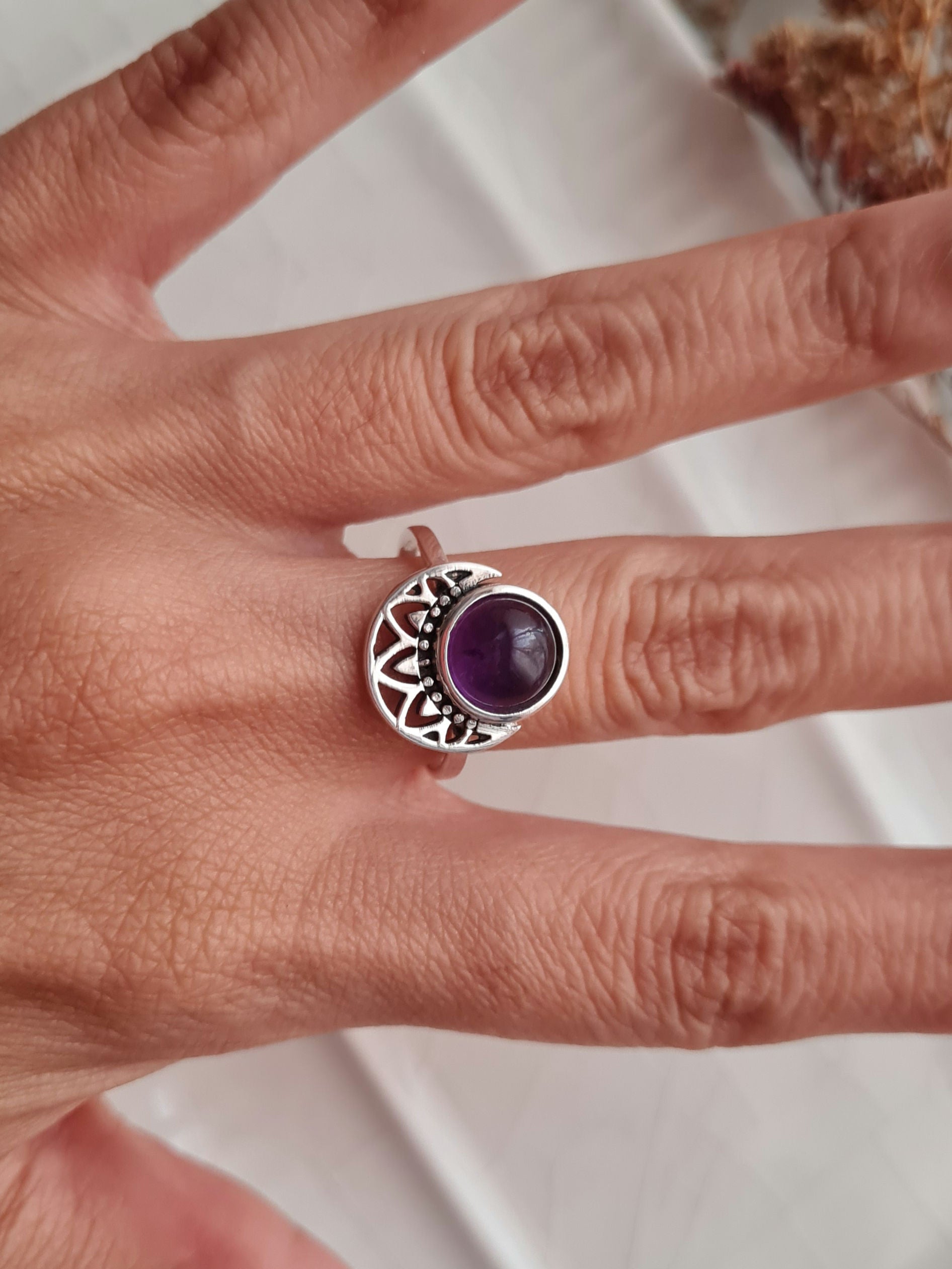 Anillo Luna Amatista: Felicidad & Armonía - P925