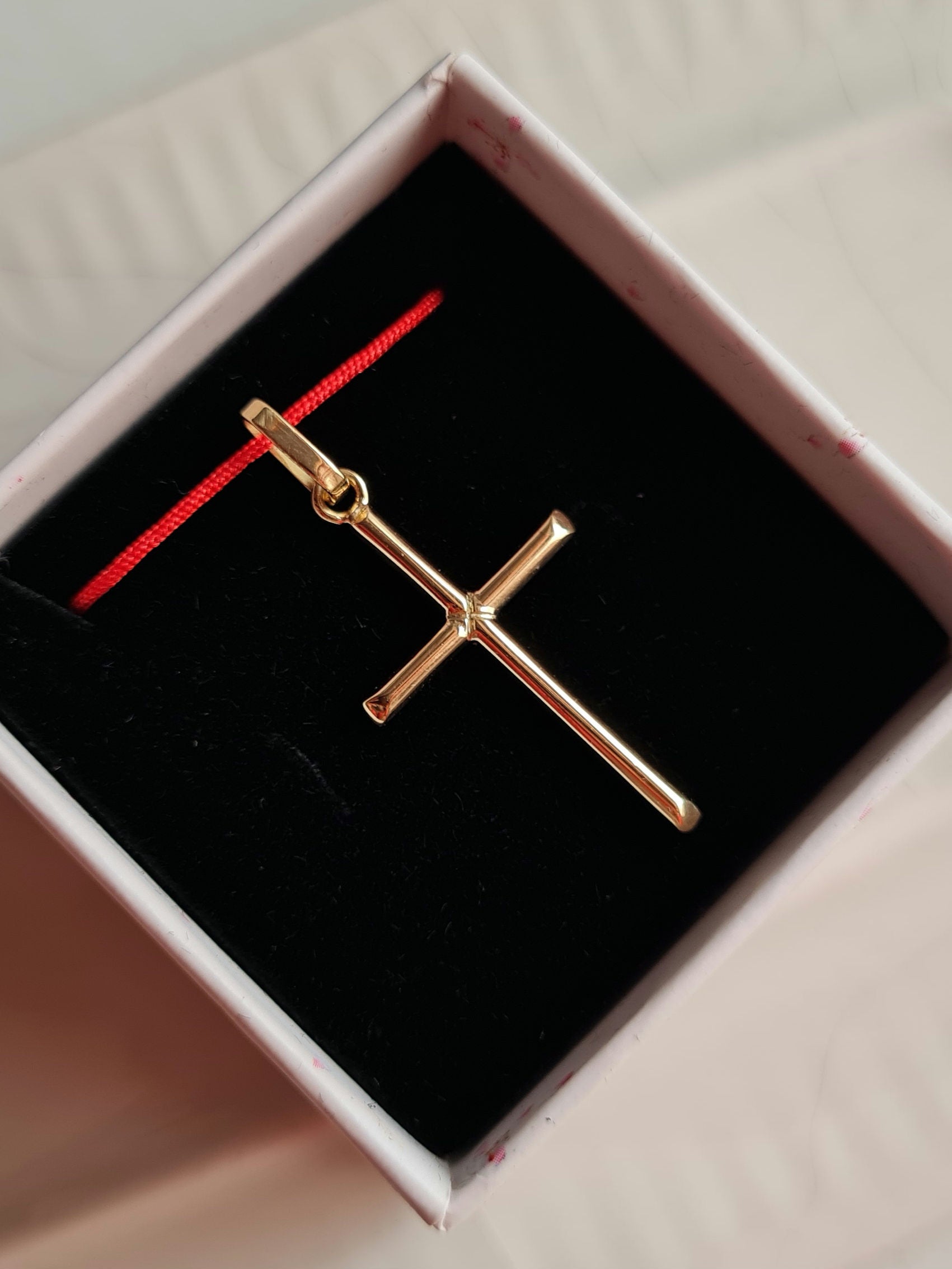 Dije Cruz Tubo - Oro 18k