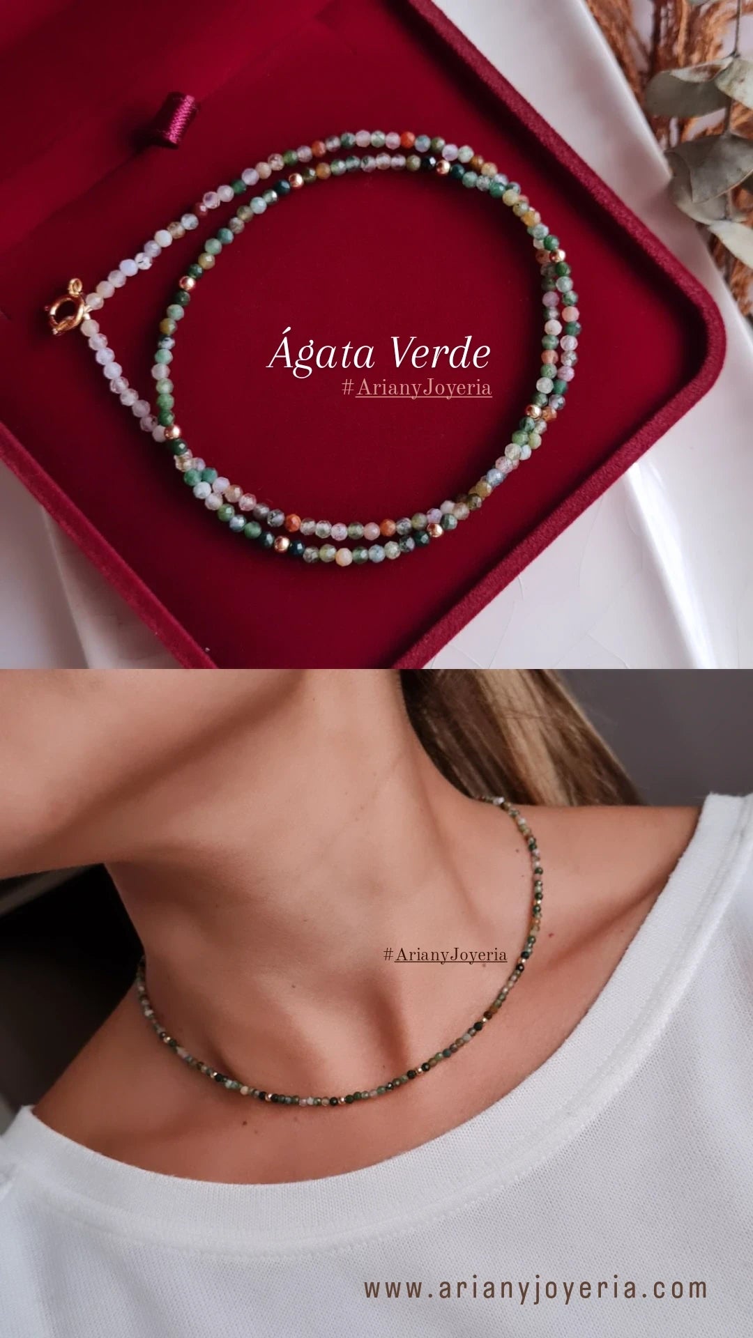Gargantilla Energy Agata Verde: Sanación - Oro 18k