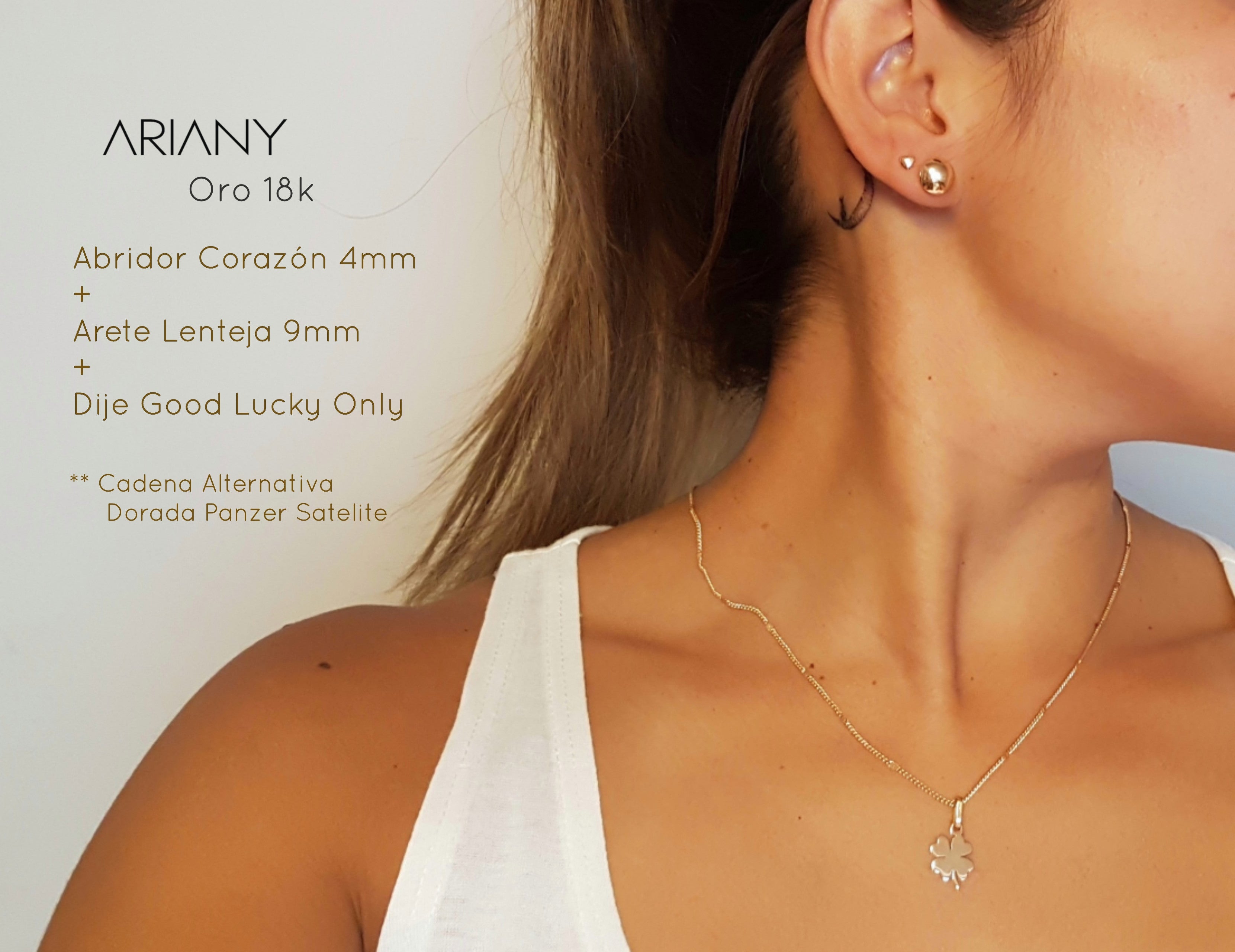 Aretes Lentejas - Oro 18k