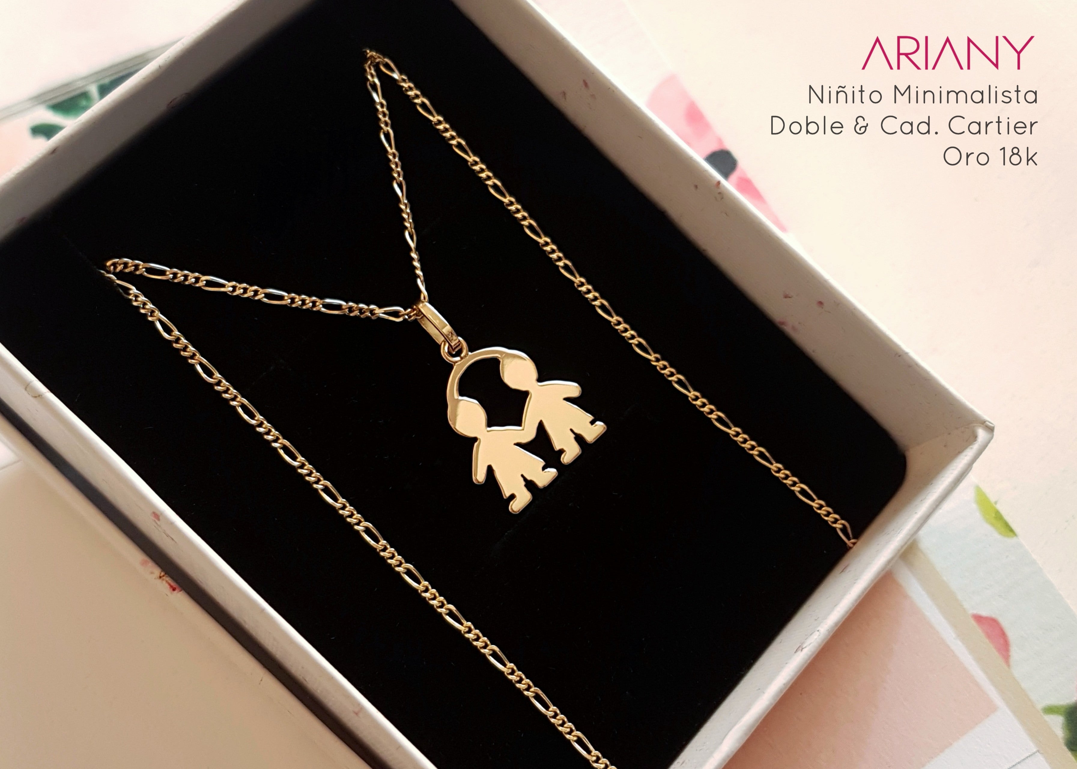 Dije Niño Doble Minimalista - Oro 18k