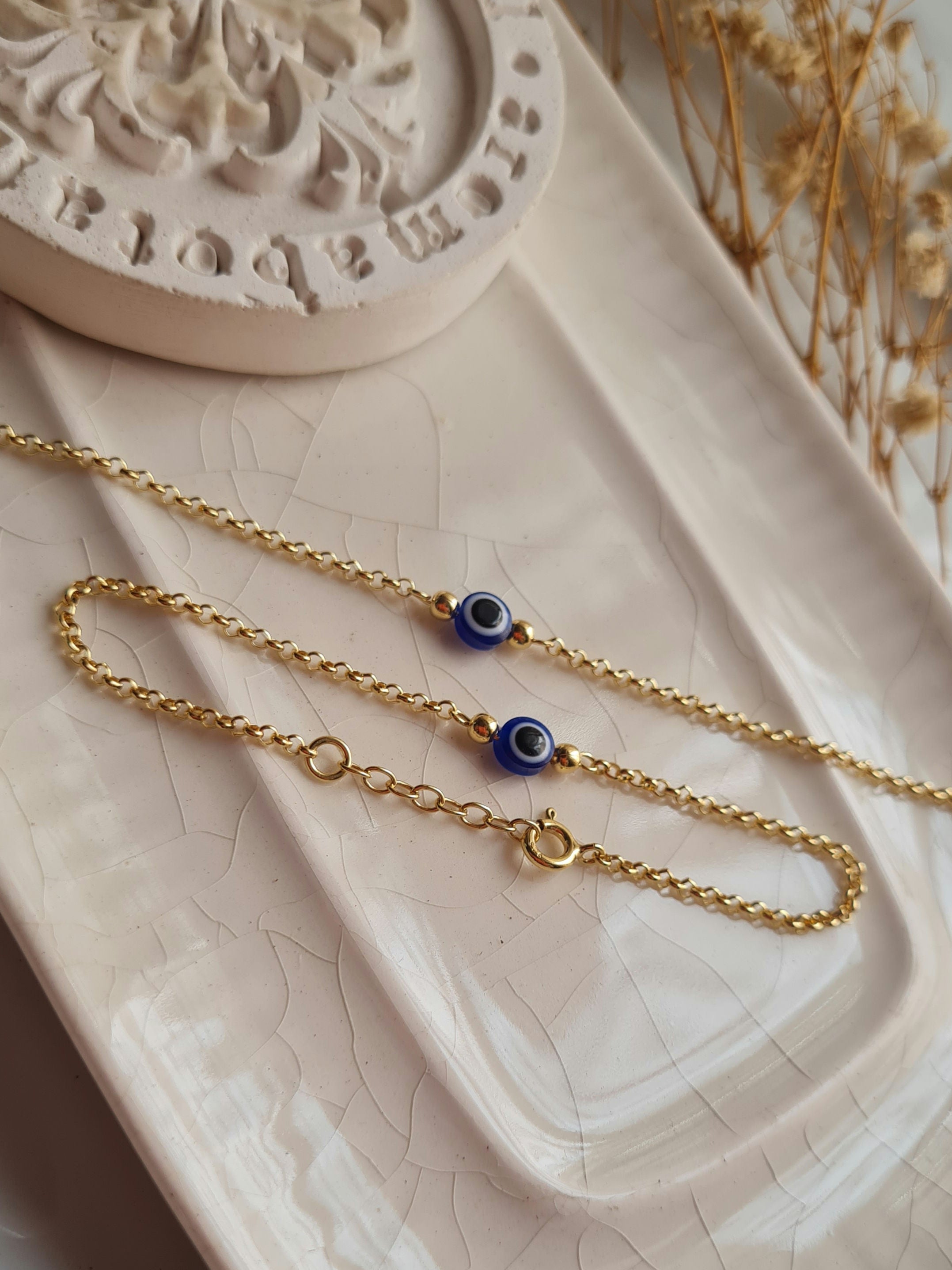 Pulsera Rolo c/Ojo Turco - P925 Micrada Oro 18k