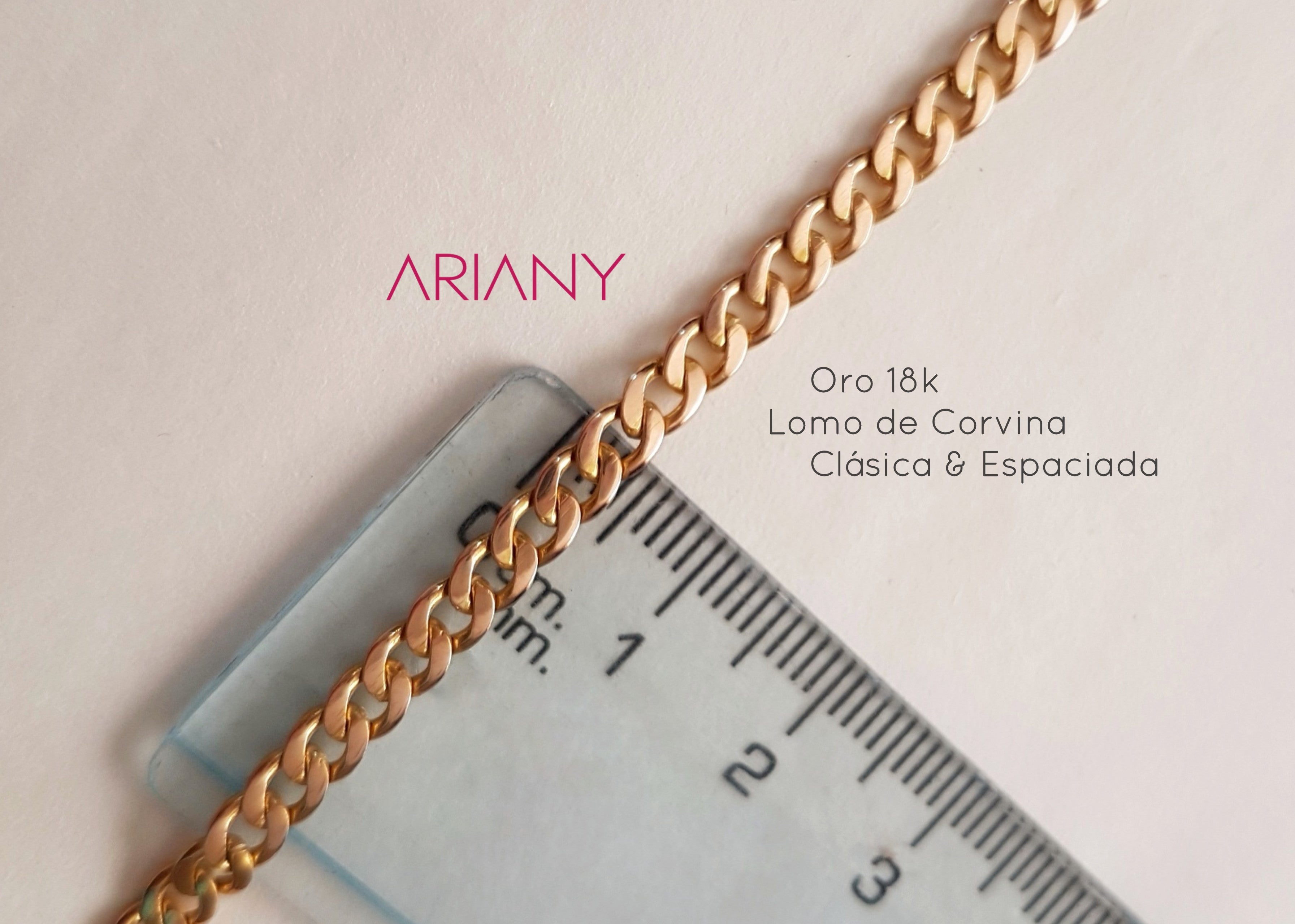 Cadena Lomo de Corvina (4mm) Espaciada - Oro 18k