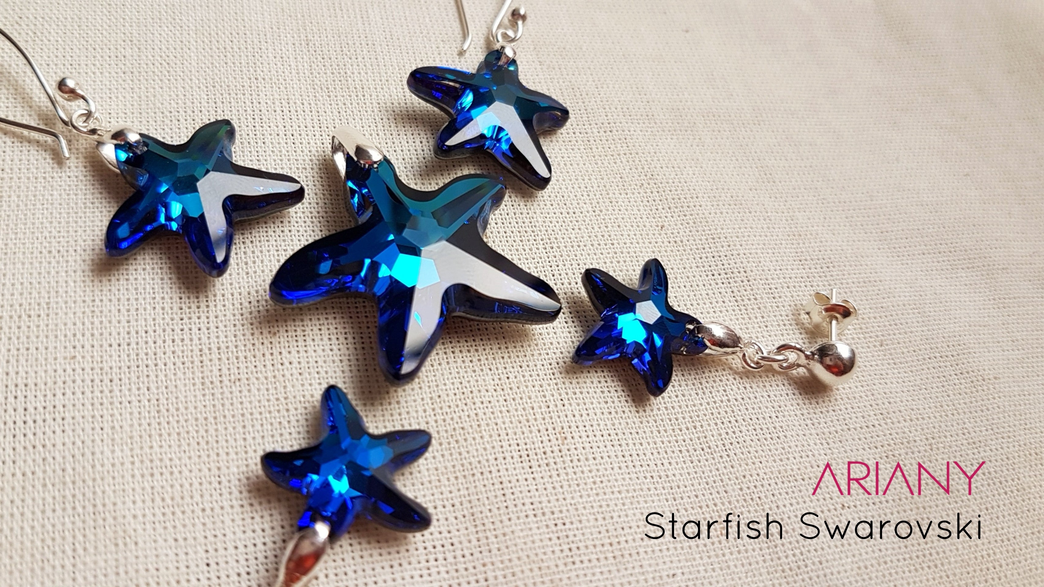Starfish Swarovski Navy Blue - Plata 925/950
