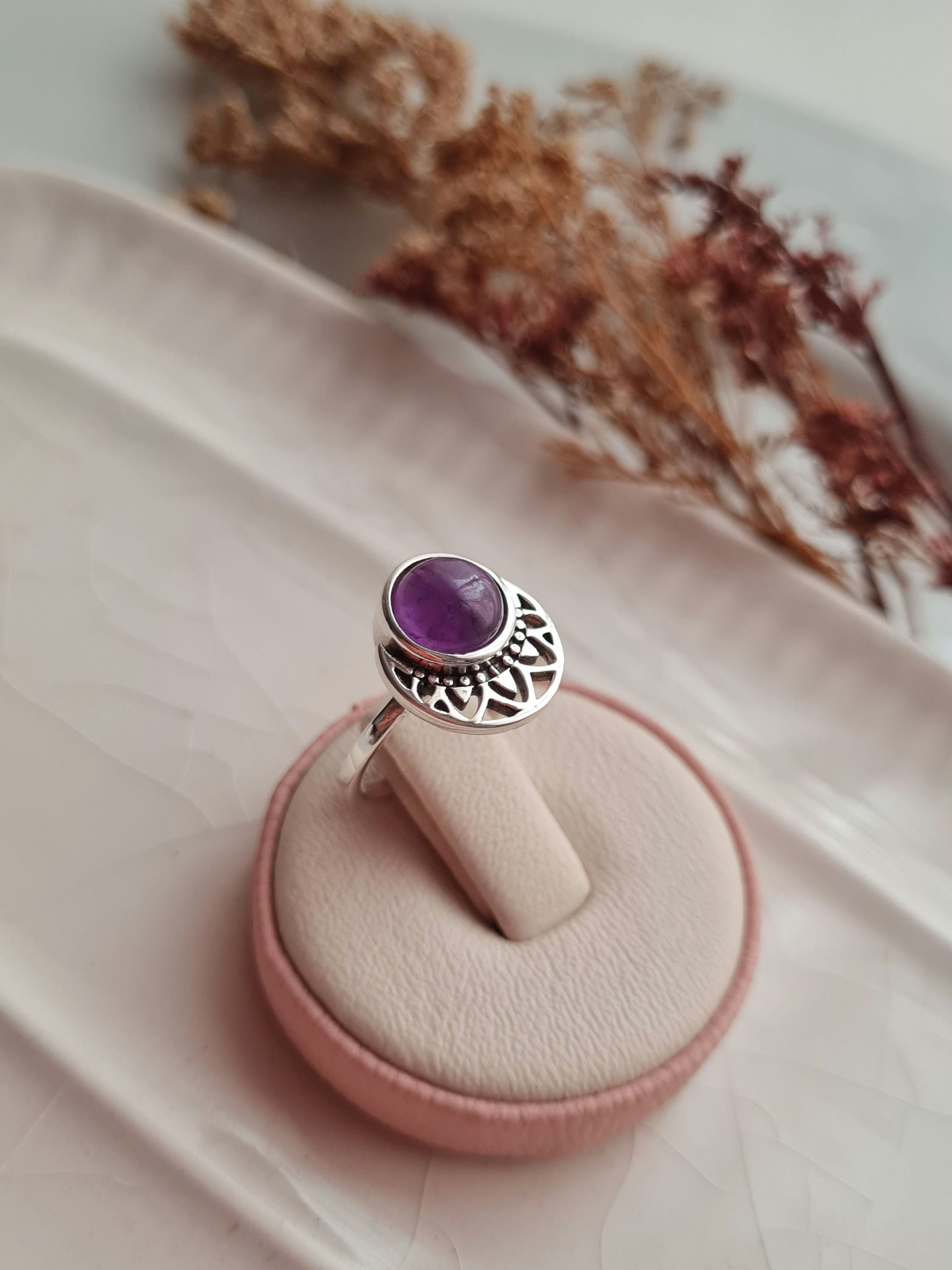 Anillo Luna Amatista: Felicidad & Armonía - P925