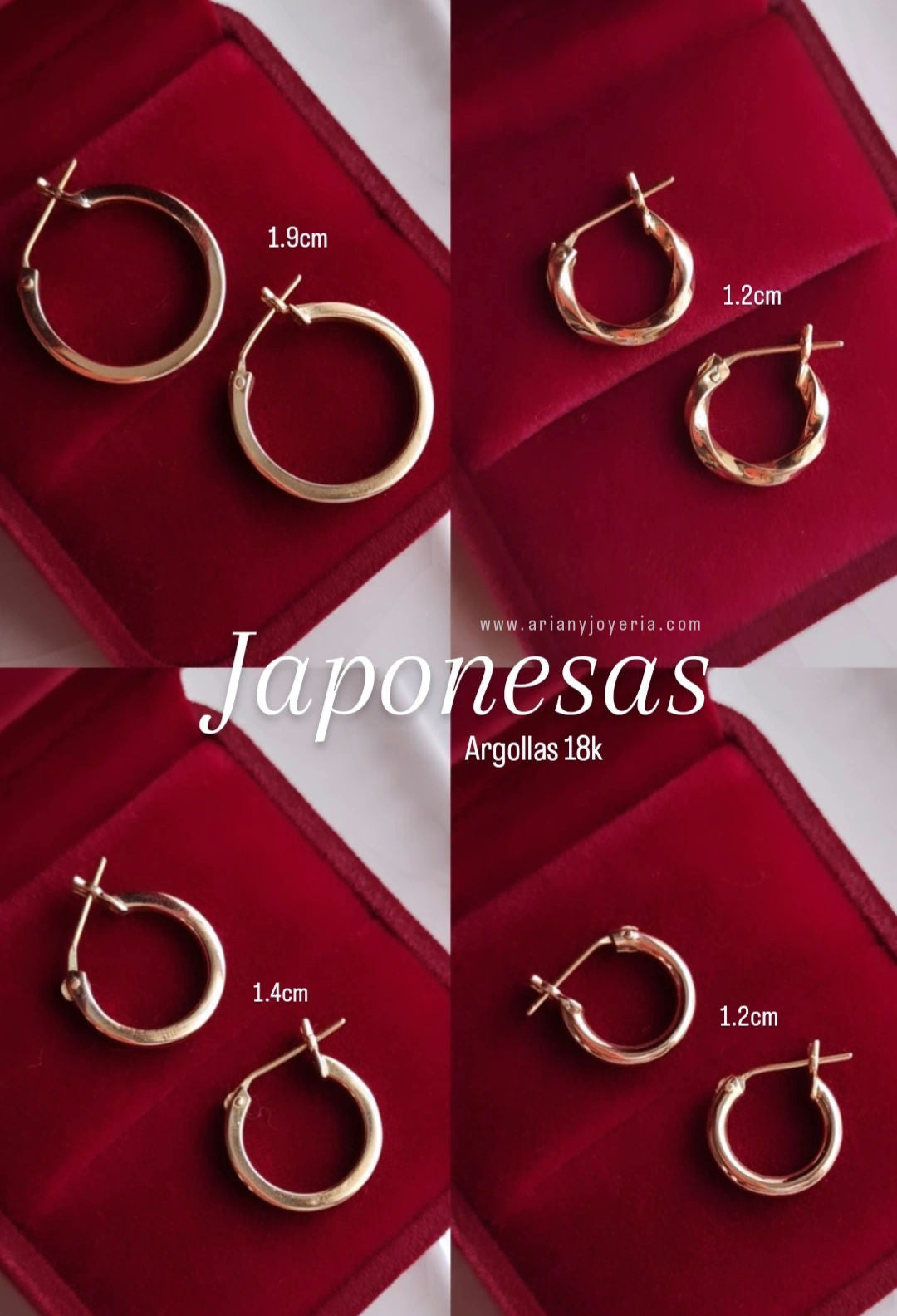 Argollas Japonesas Redondas (T Cuadrado) - Oro 18k