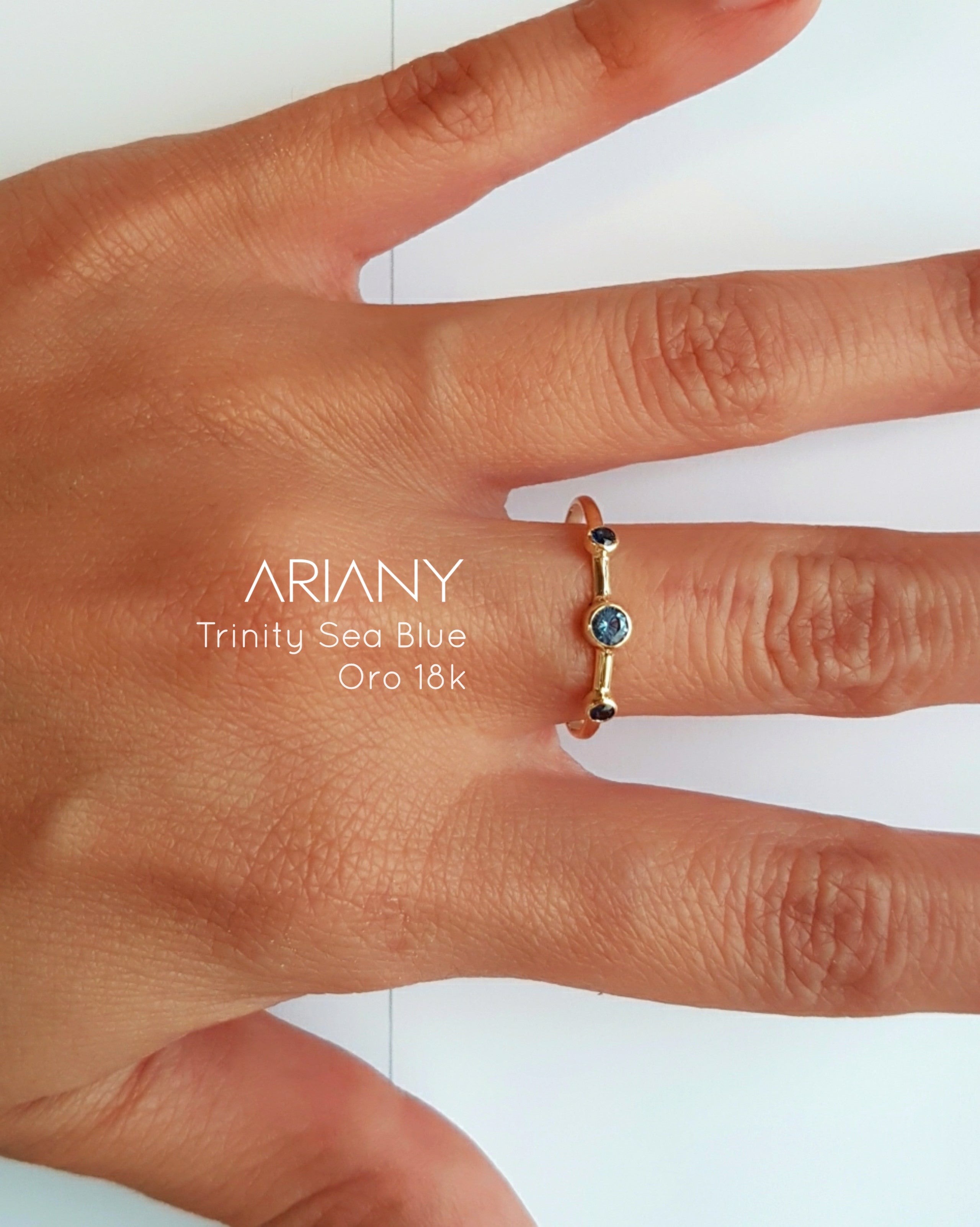 Anillo Tanzanita & Zafiro Trinity Sea Blue - Oro 18k