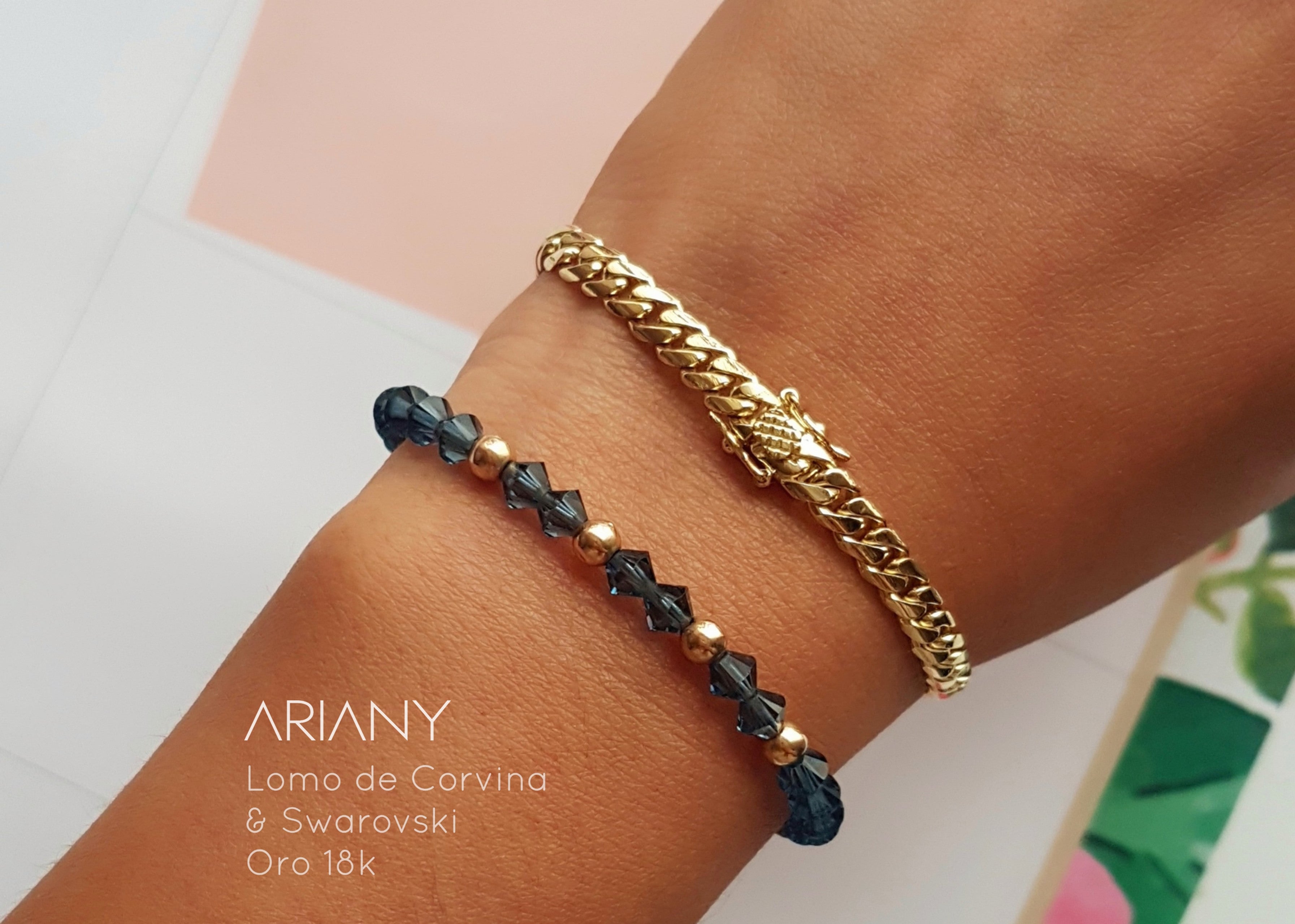 Pulsera Lomo de Corvina (4mm) Montada - Oro 18k