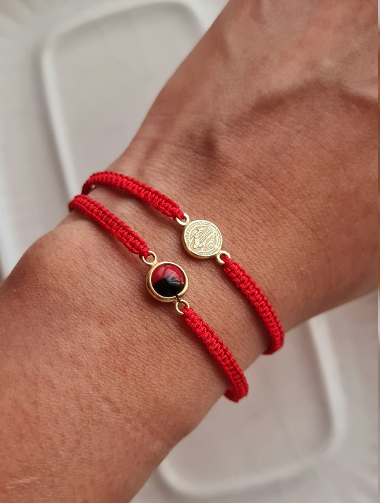 Pulsera Huayruro Tejida - Oro 18k