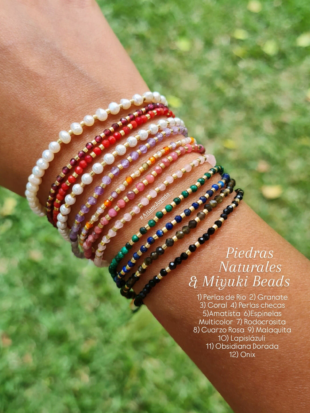 Pack Aretes + Pulsera Piedras Naturales & Miyuki Beads - Golden