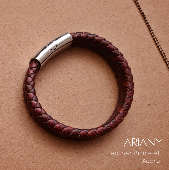 Pulsera de Cuero Trenzado - Acero