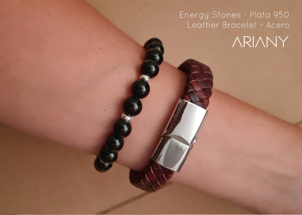 Pulsera de Cuero Trenzado - Acero