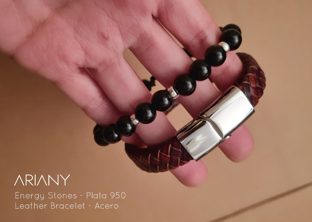 Pulsera de Cuero Trenzado - Acero