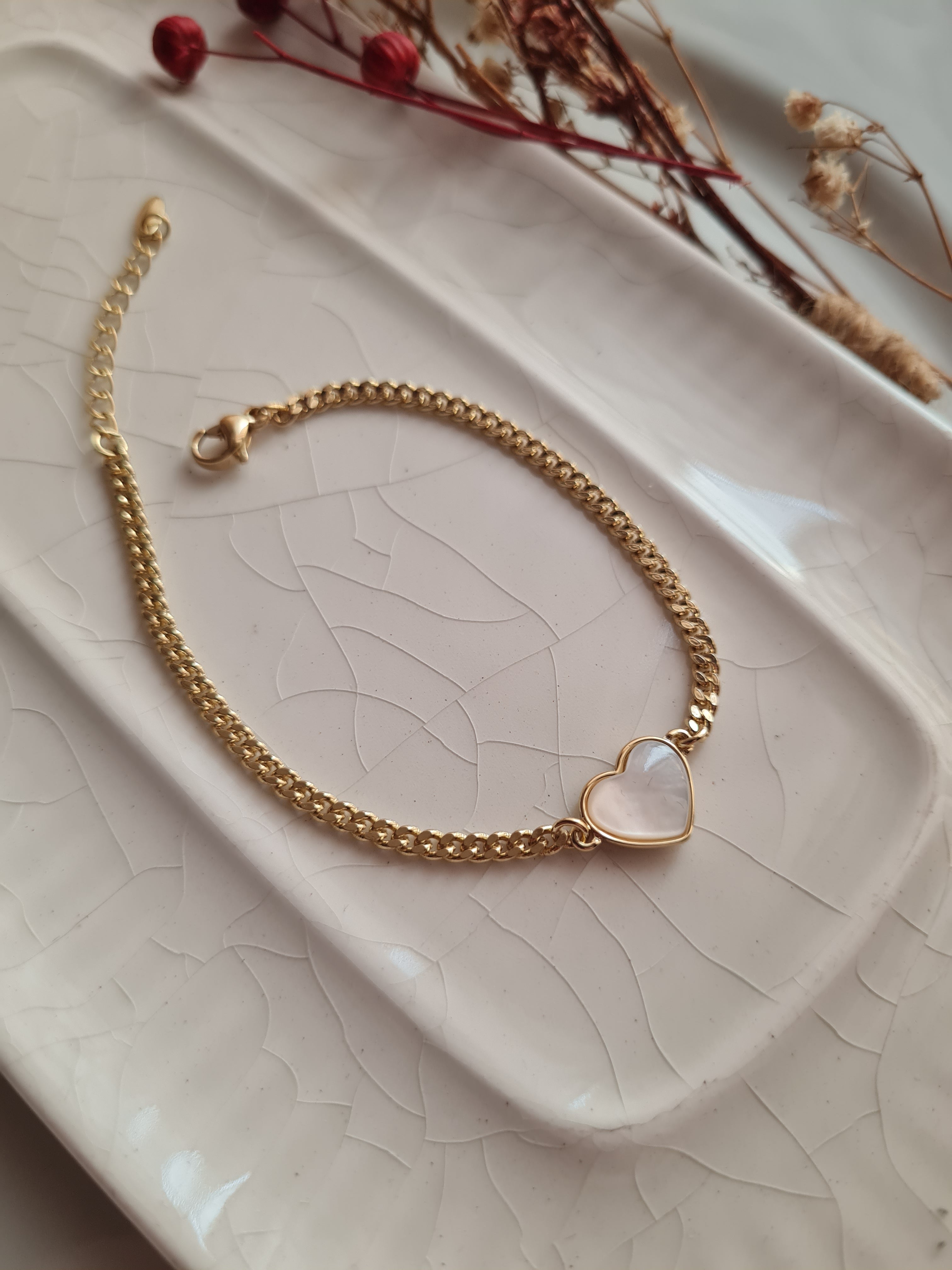 Pulsera Corazón Nacar - Golden