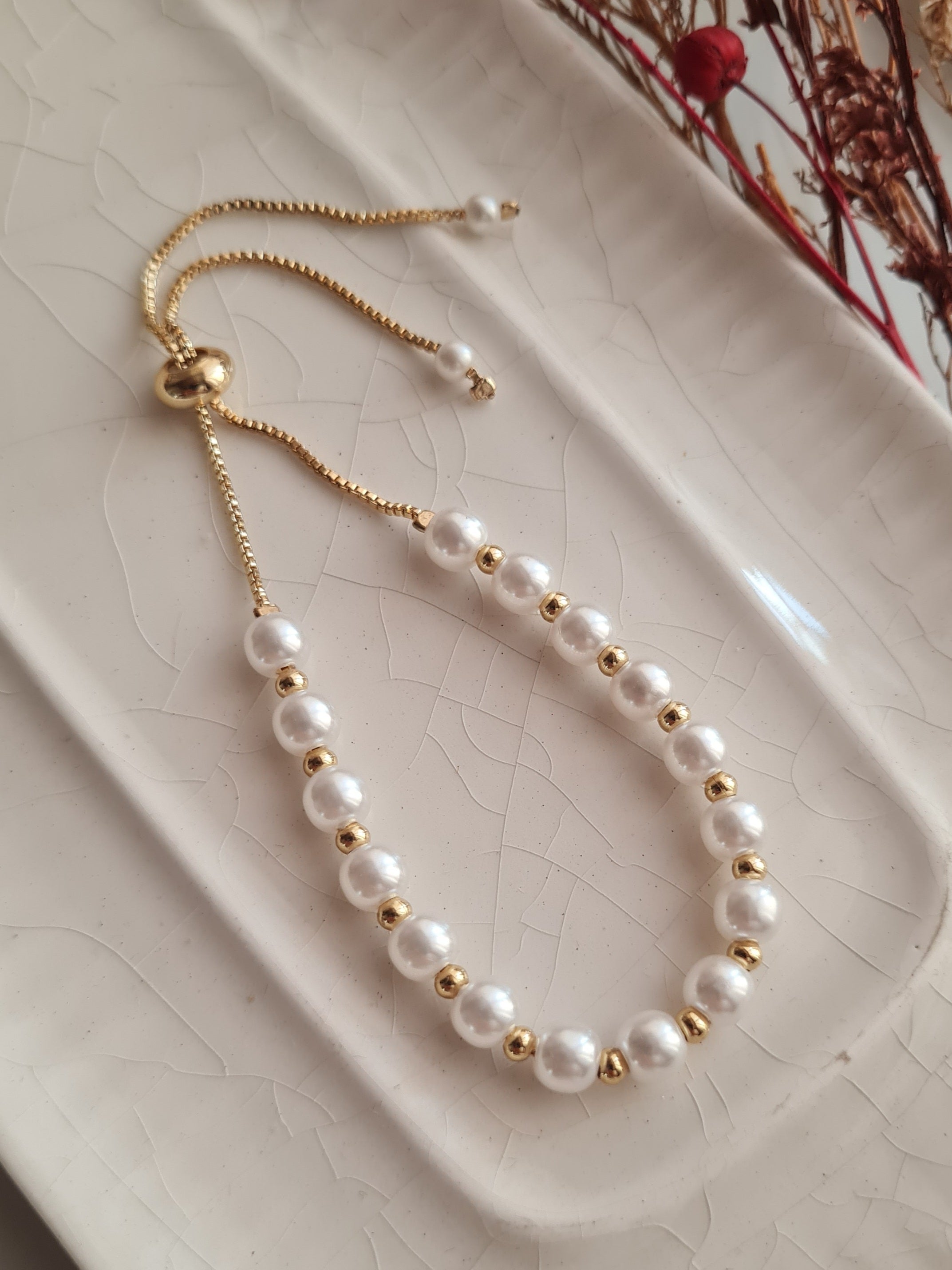 Pulsera Perlas & Dots Medium - Golden