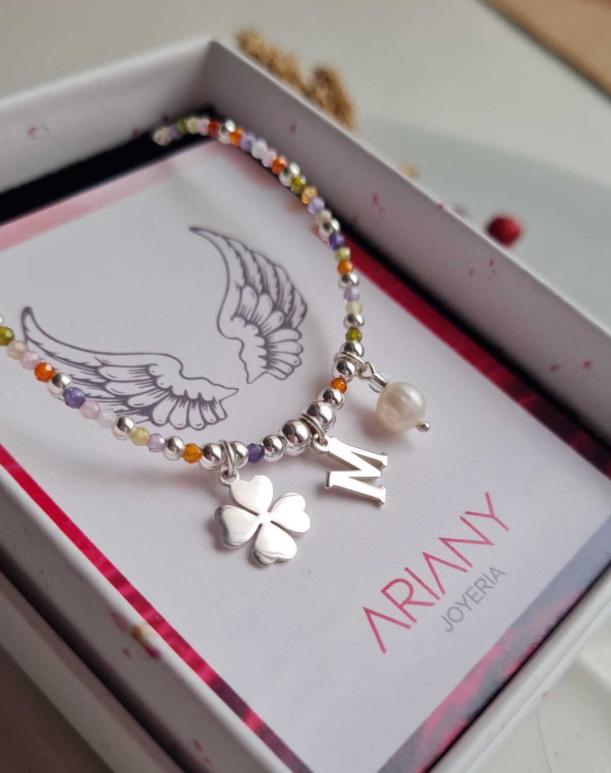 Pulsera con Inicial, Piedras Naturales & Charms Personalizables - P925/950