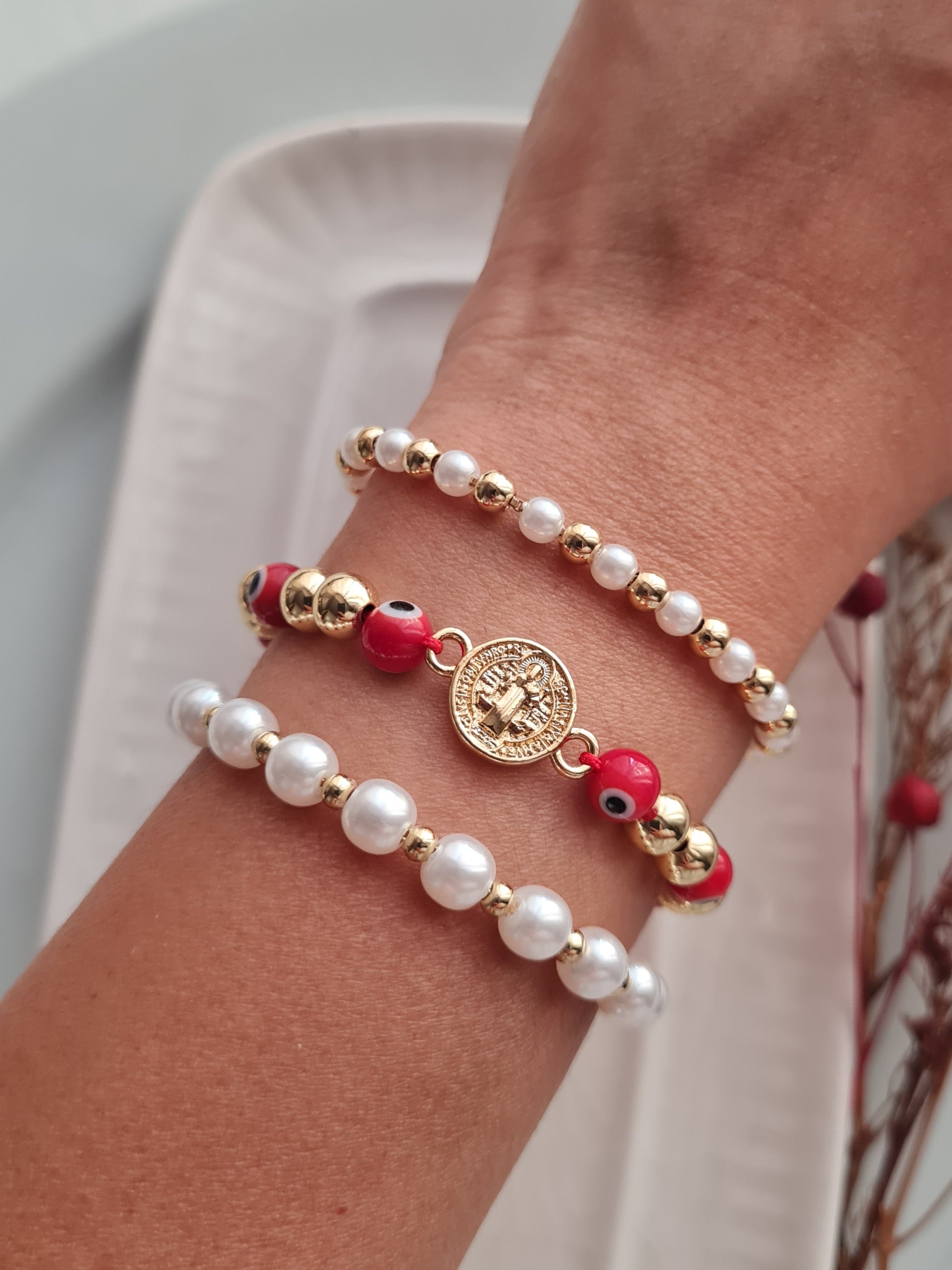 Pulsera San Benito & Ojo Turco  - Golden