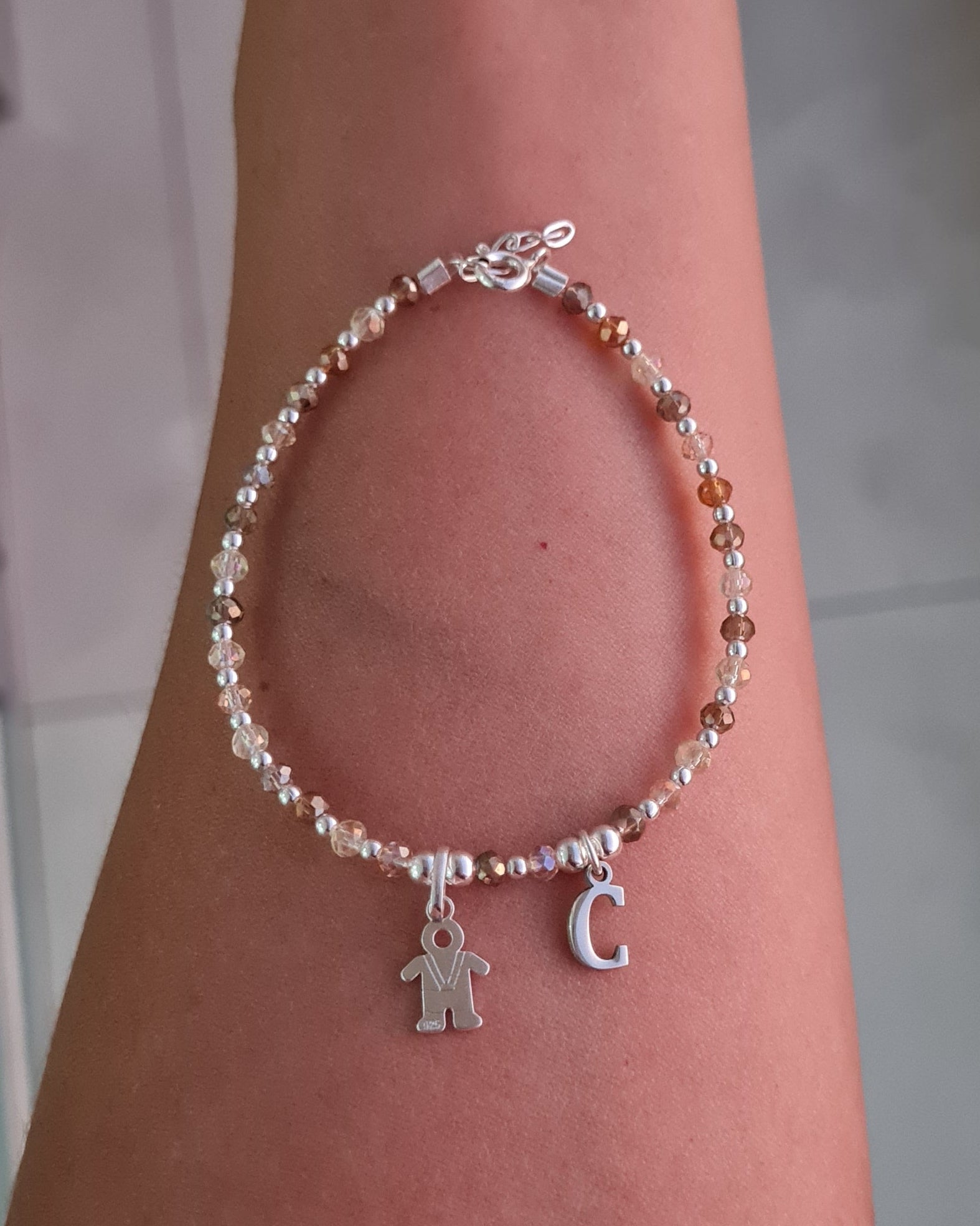Pulsera Niños + Inicial Personalizable Muranos - P925/950