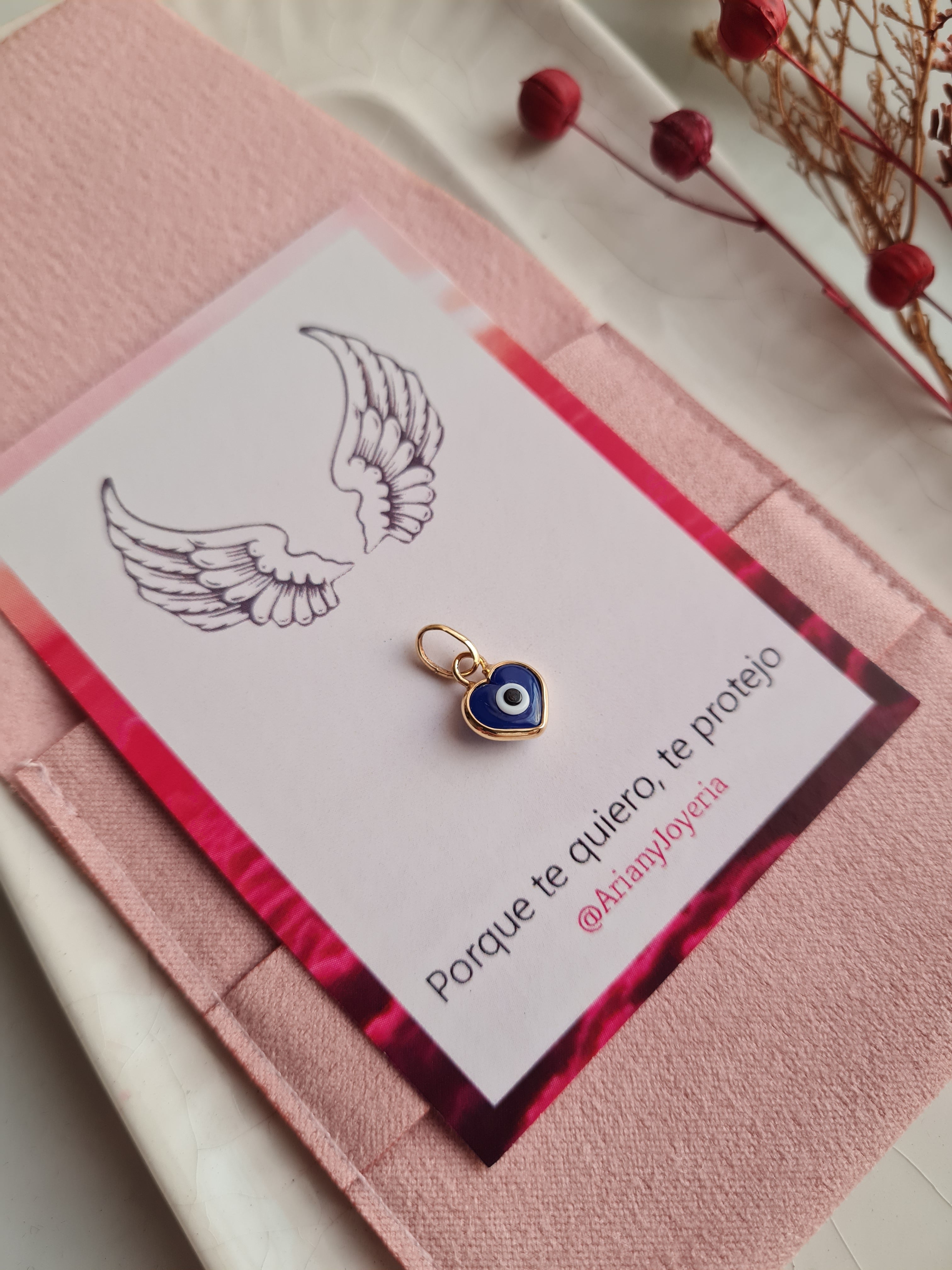 Dije Ojo Turco Corazón Charm - P950 Micrado 18k