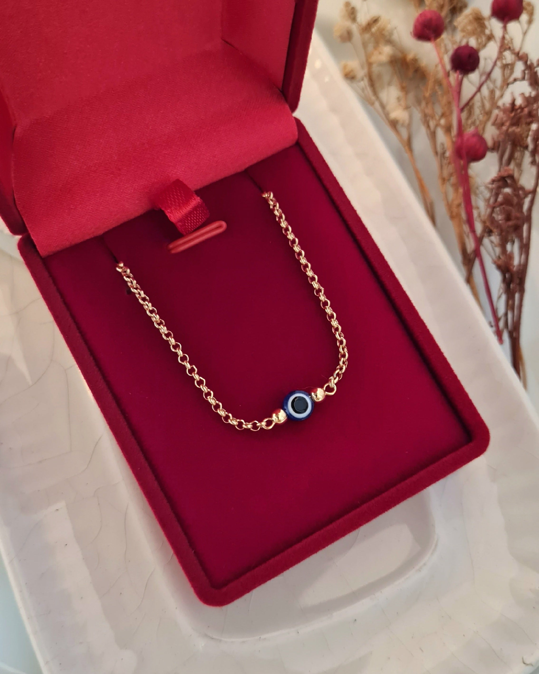 Pulsera Rolo c/Ojo Turco - P925 Micrada Oro 18k