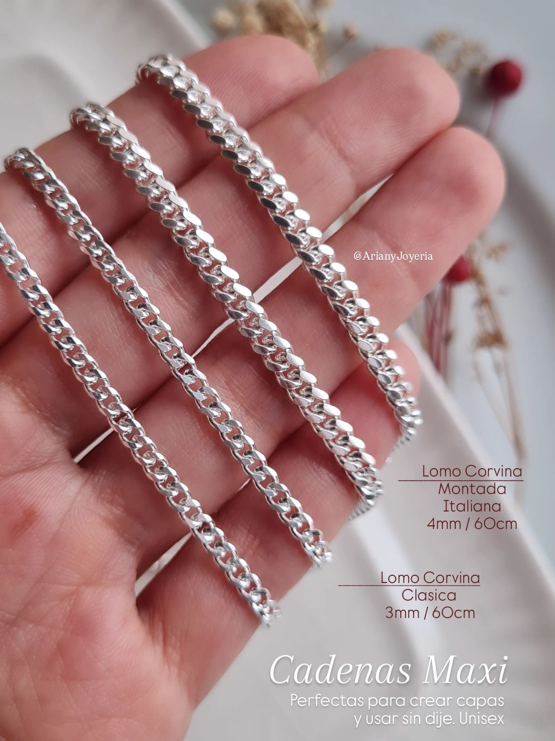 Cadena Lomo de Corvina Maxi (3-4mm) - P925 (Sin dije)