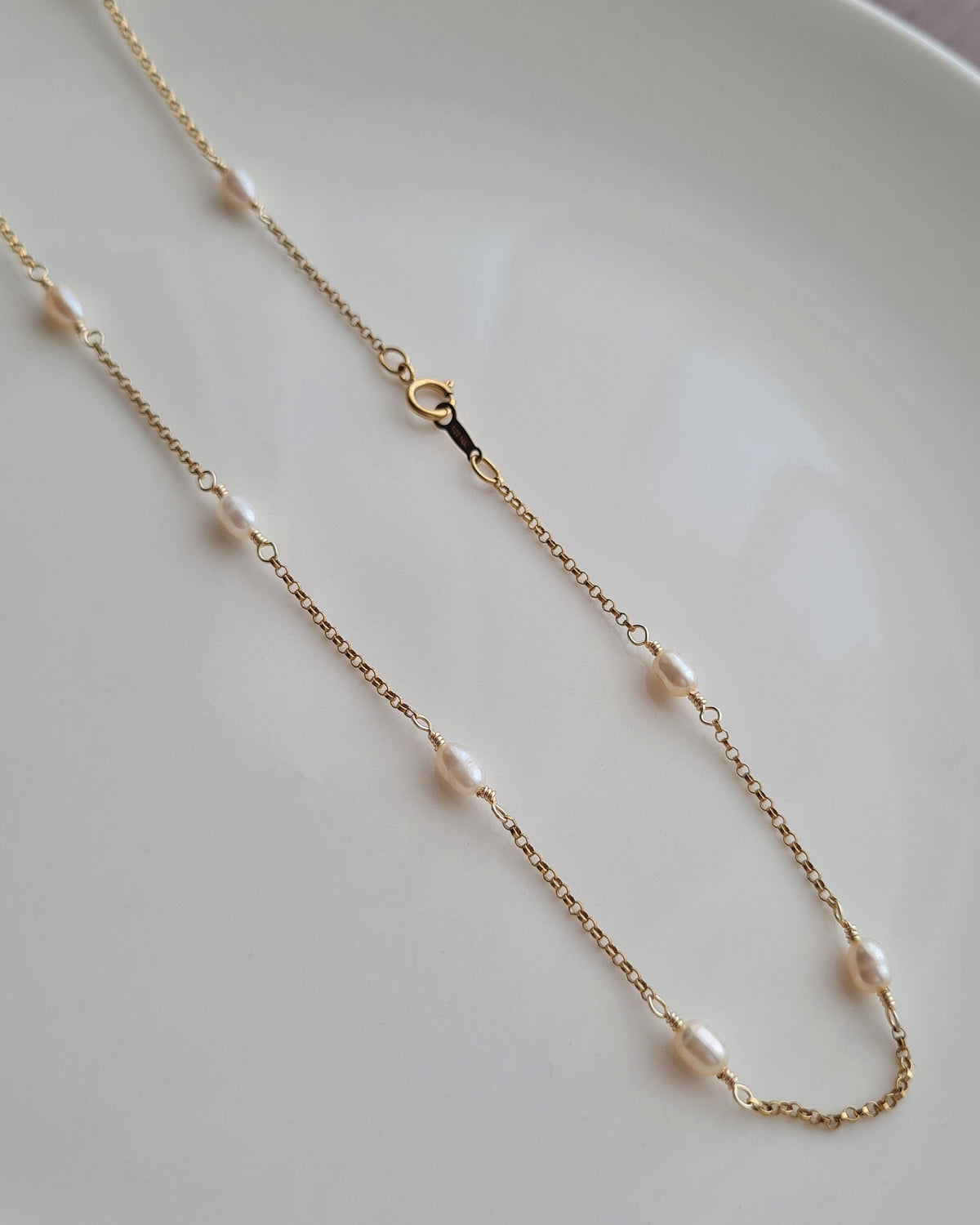 Gargantilla Satelite Perlas Rice - GF 14k