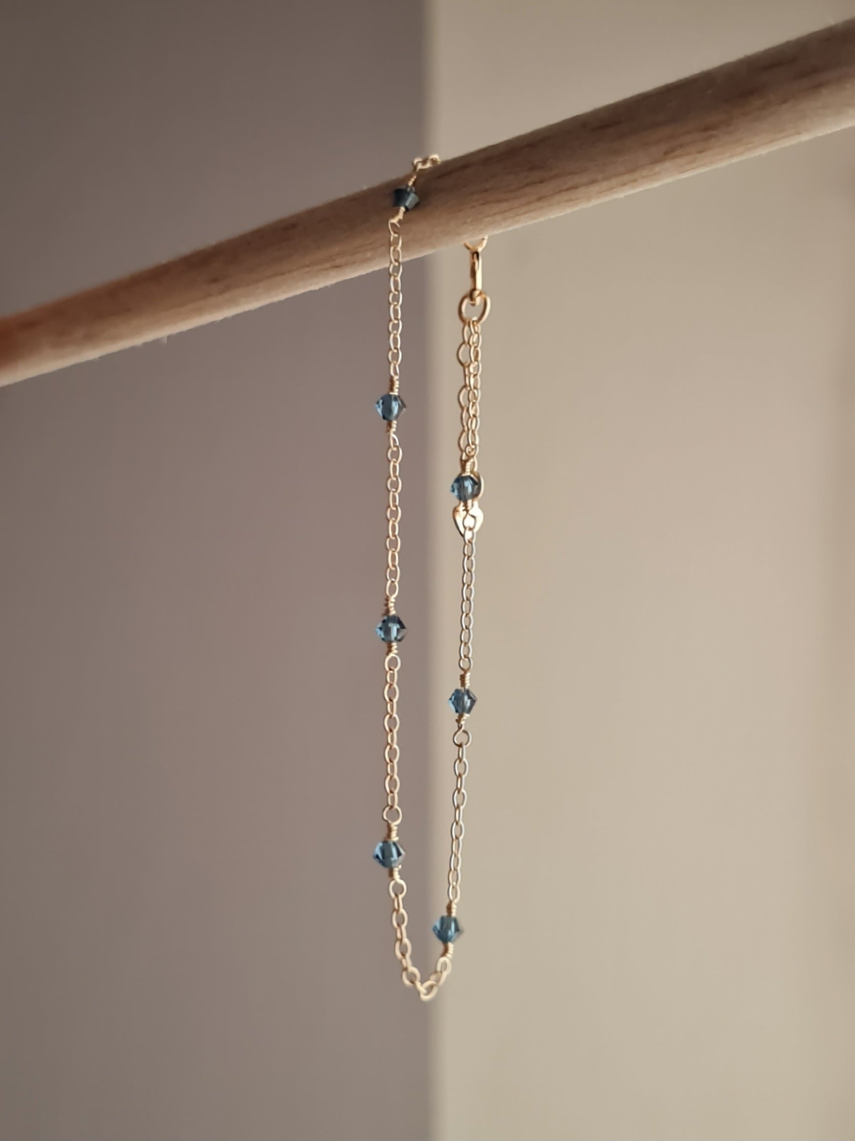 Pulsera Satélite "Something Blue" Amuleto para Novias - Swarovski & GF 14k
