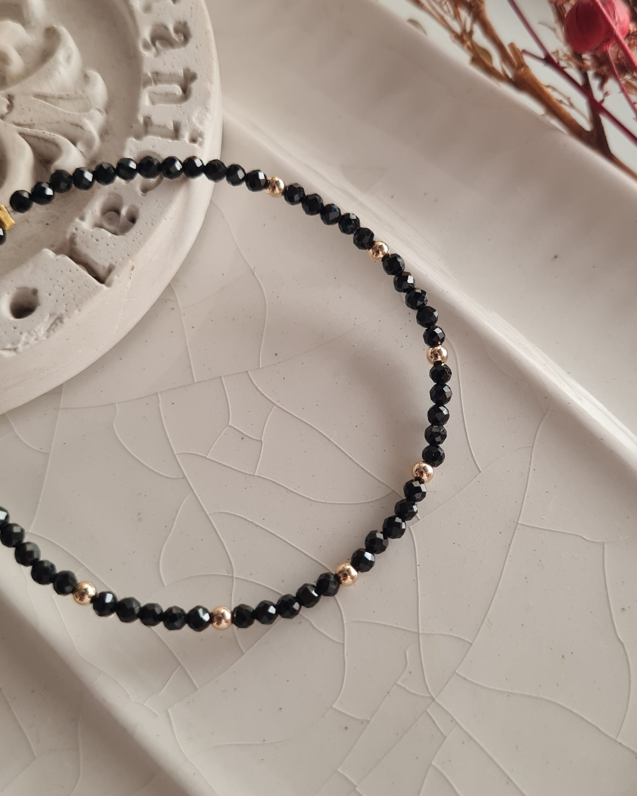 Pulsera Dainty Protección -Turmalina Negra - GF 14k