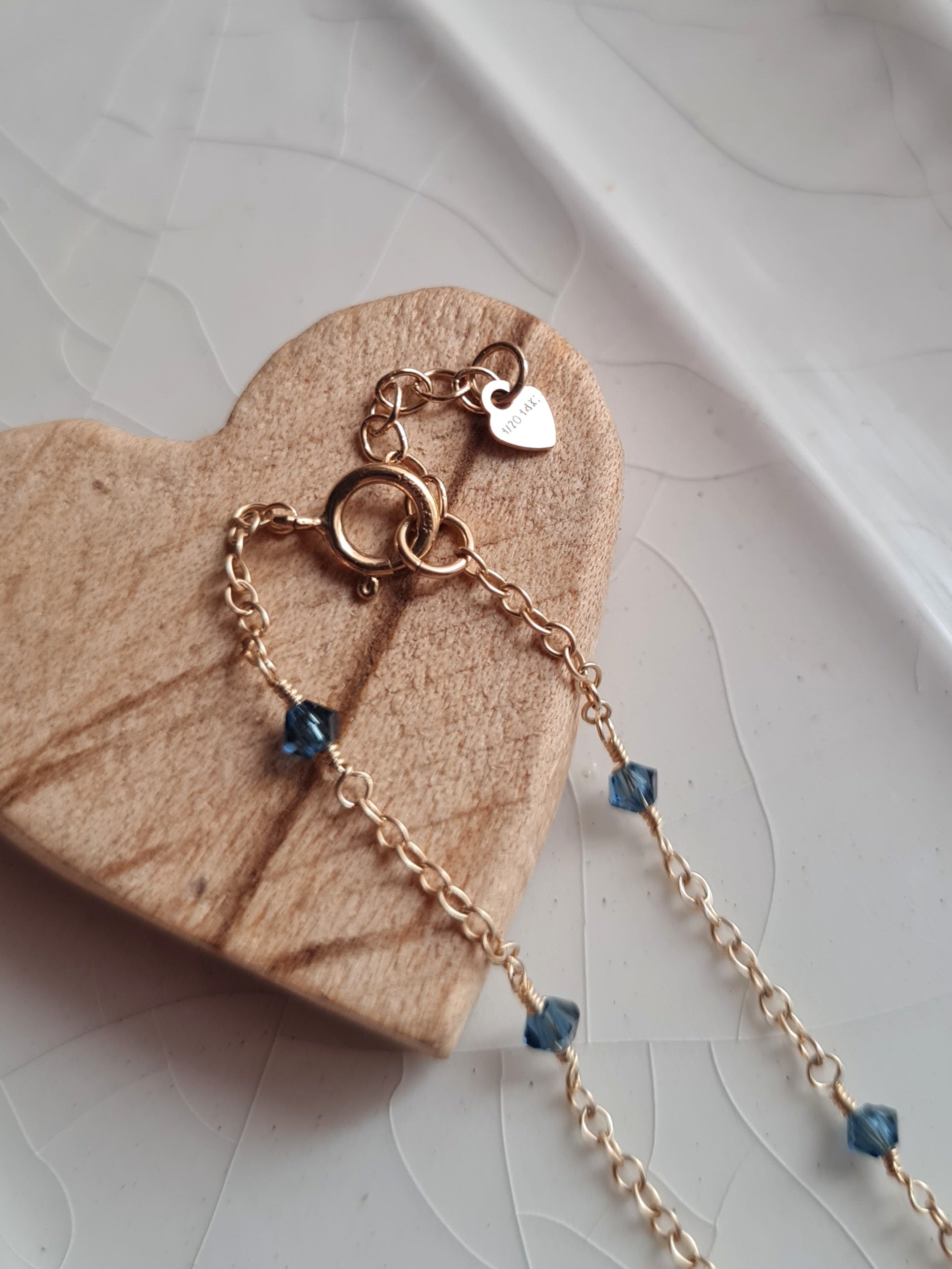 Pulsera Satélite "Something Blue" Amuleto para Novias - Swarovski & GF 14k